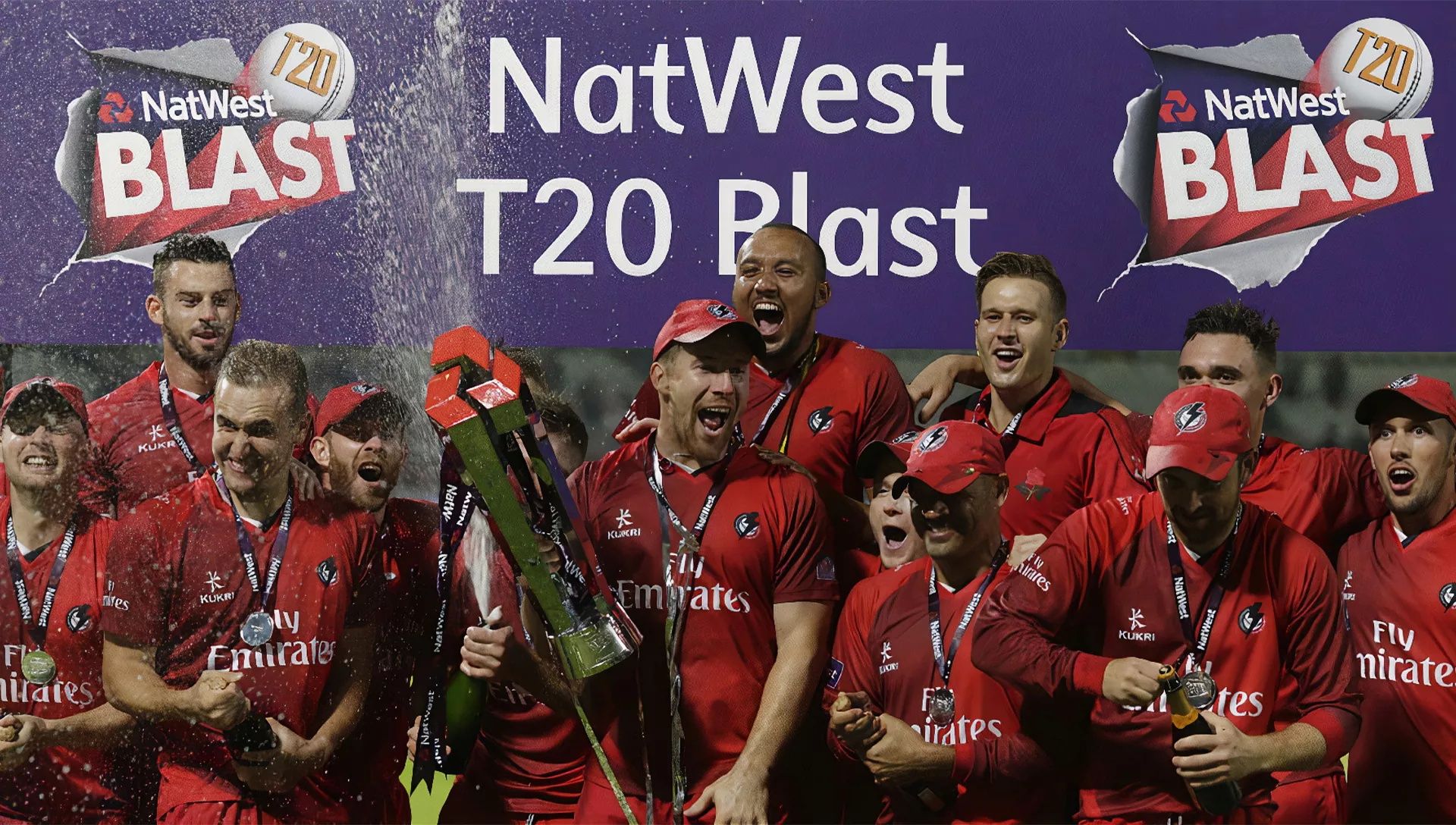 You can place bets on England NatWest T20 Blast League after registering on the site.