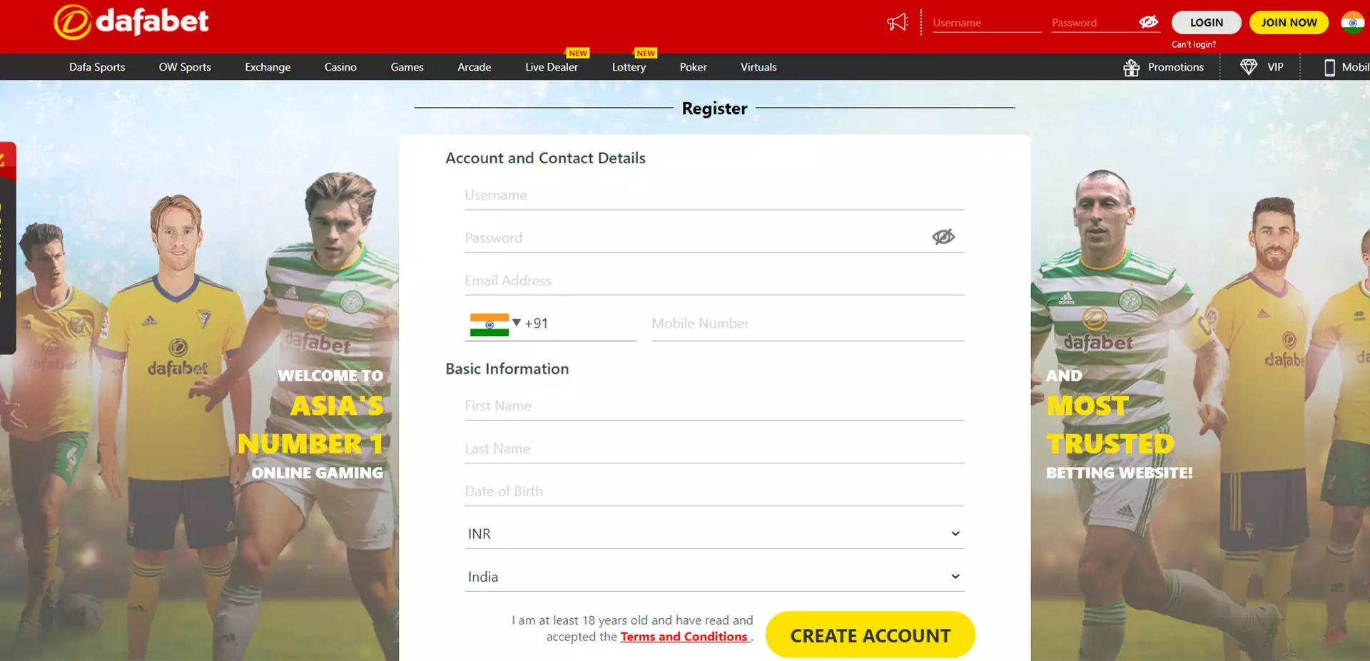 Provide only trustworthy information while registering at Dafabet.