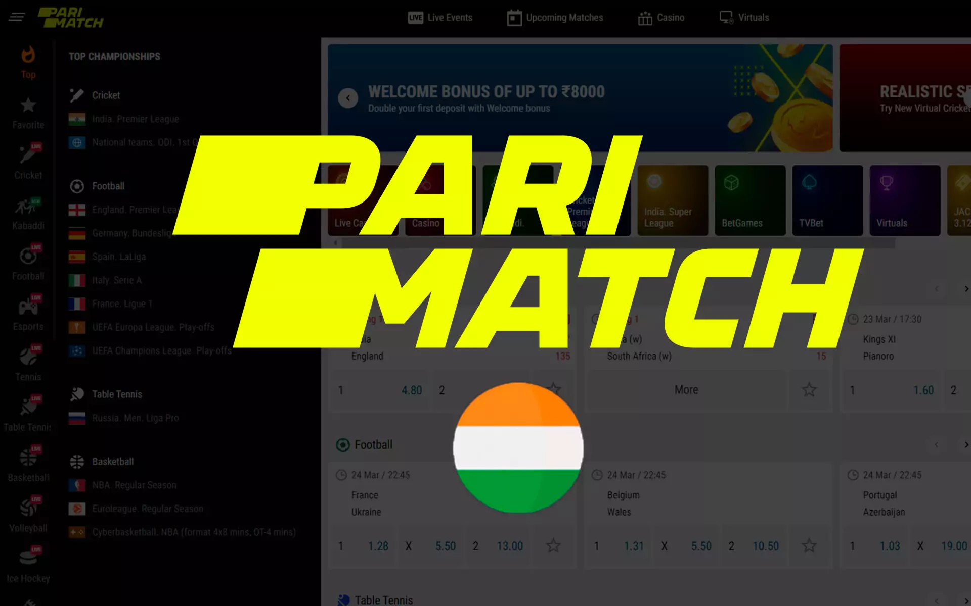Parimatch is available for Indian players and you can easily bet on cricket there.
