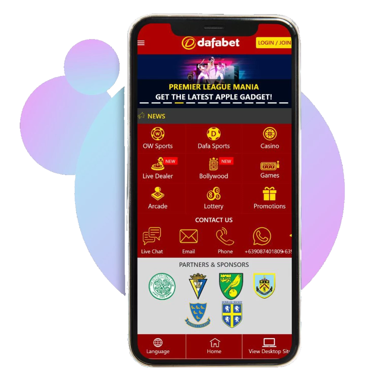 Dafabet ऐप इंस्टॉल करें और अपने मोबाइल फोन से क्रिकेट बेटिंग शुरू करें।