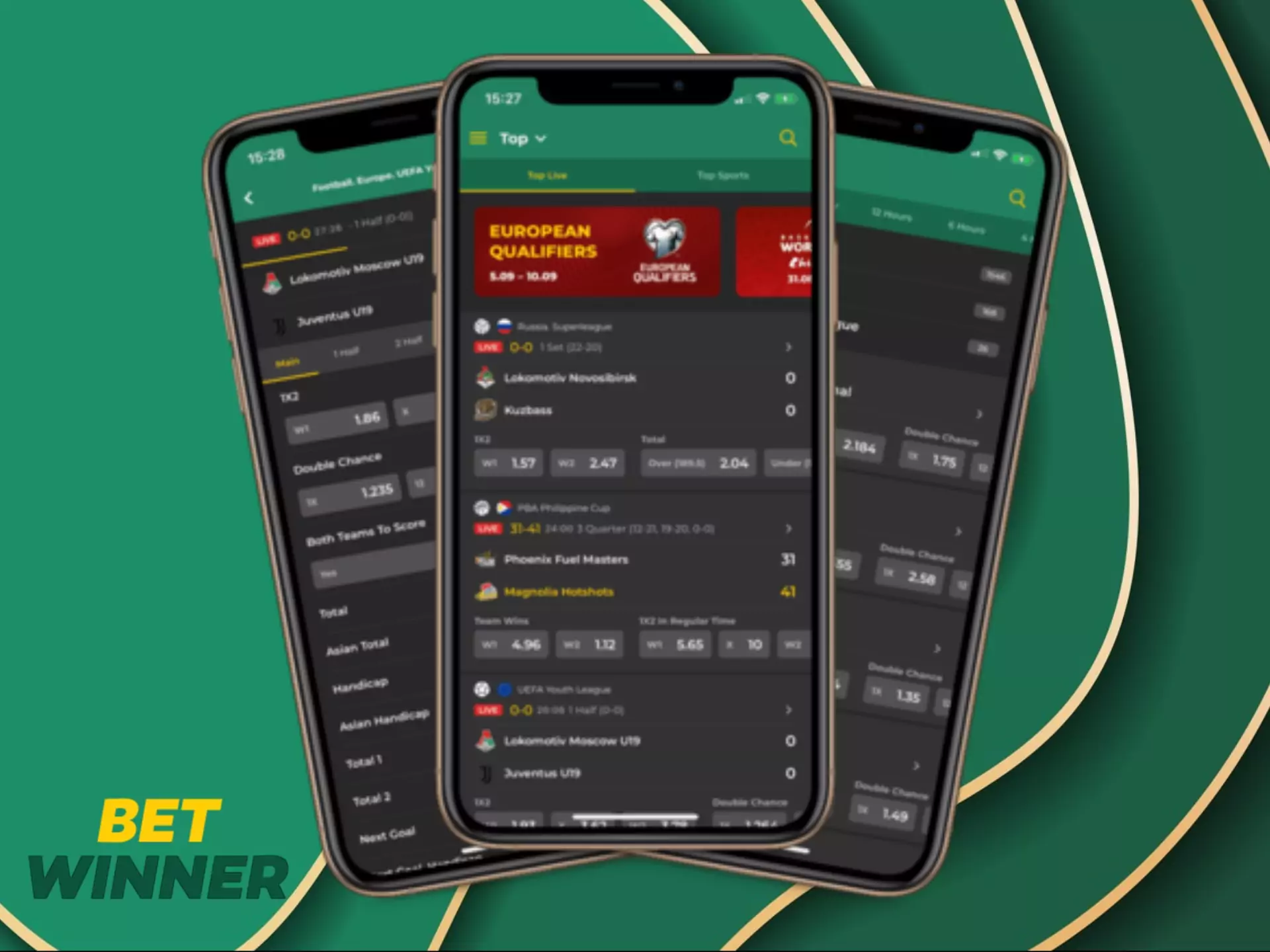 Install the Betwinner app on your Android phone to place bets easily.