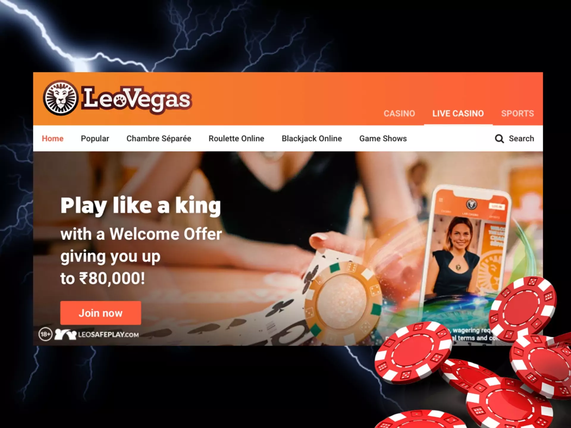You can spend your bonus in LeoVegas live casino games.