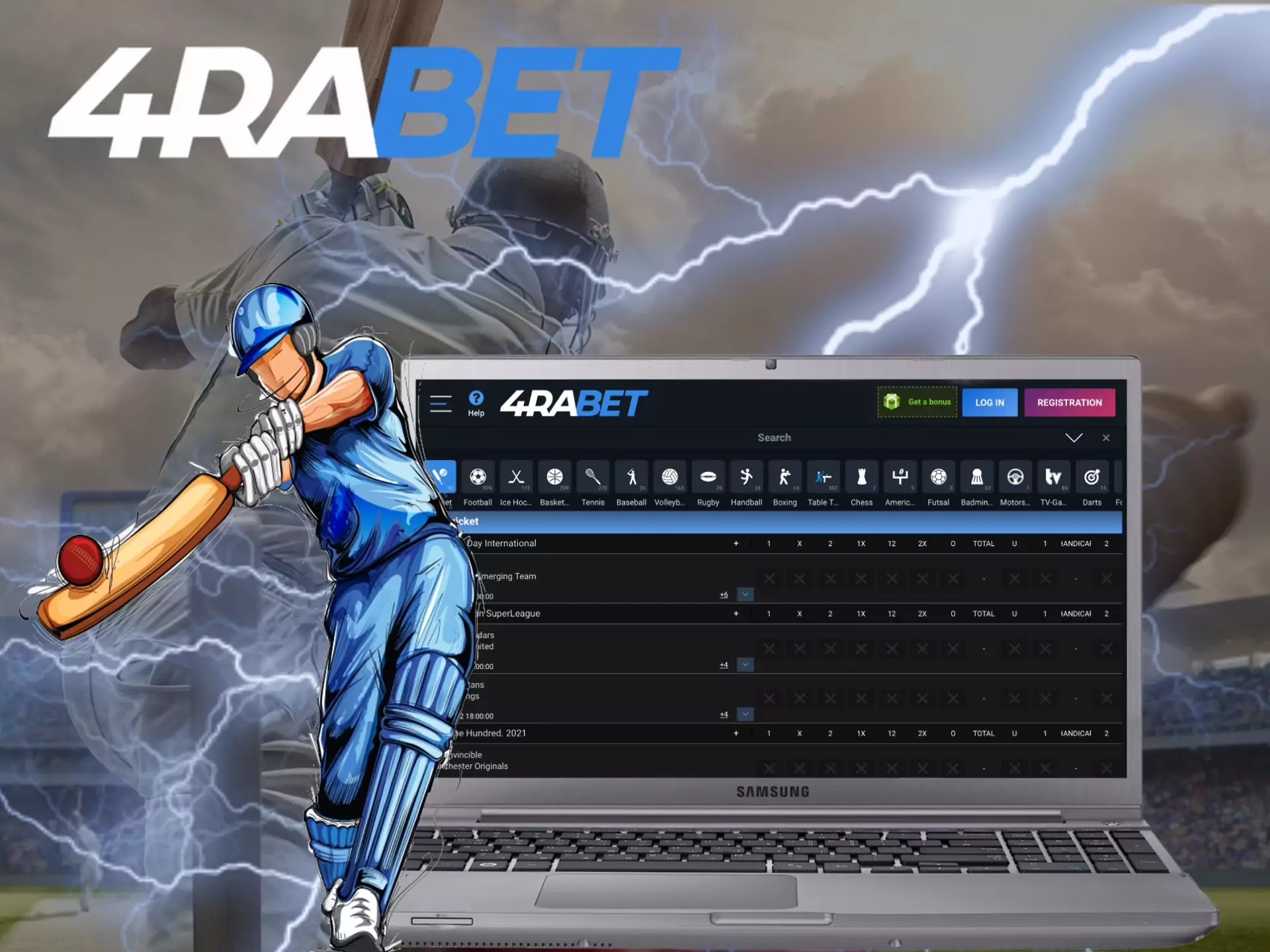 You can bet on a lot of cricket events and markets at 4rabet.