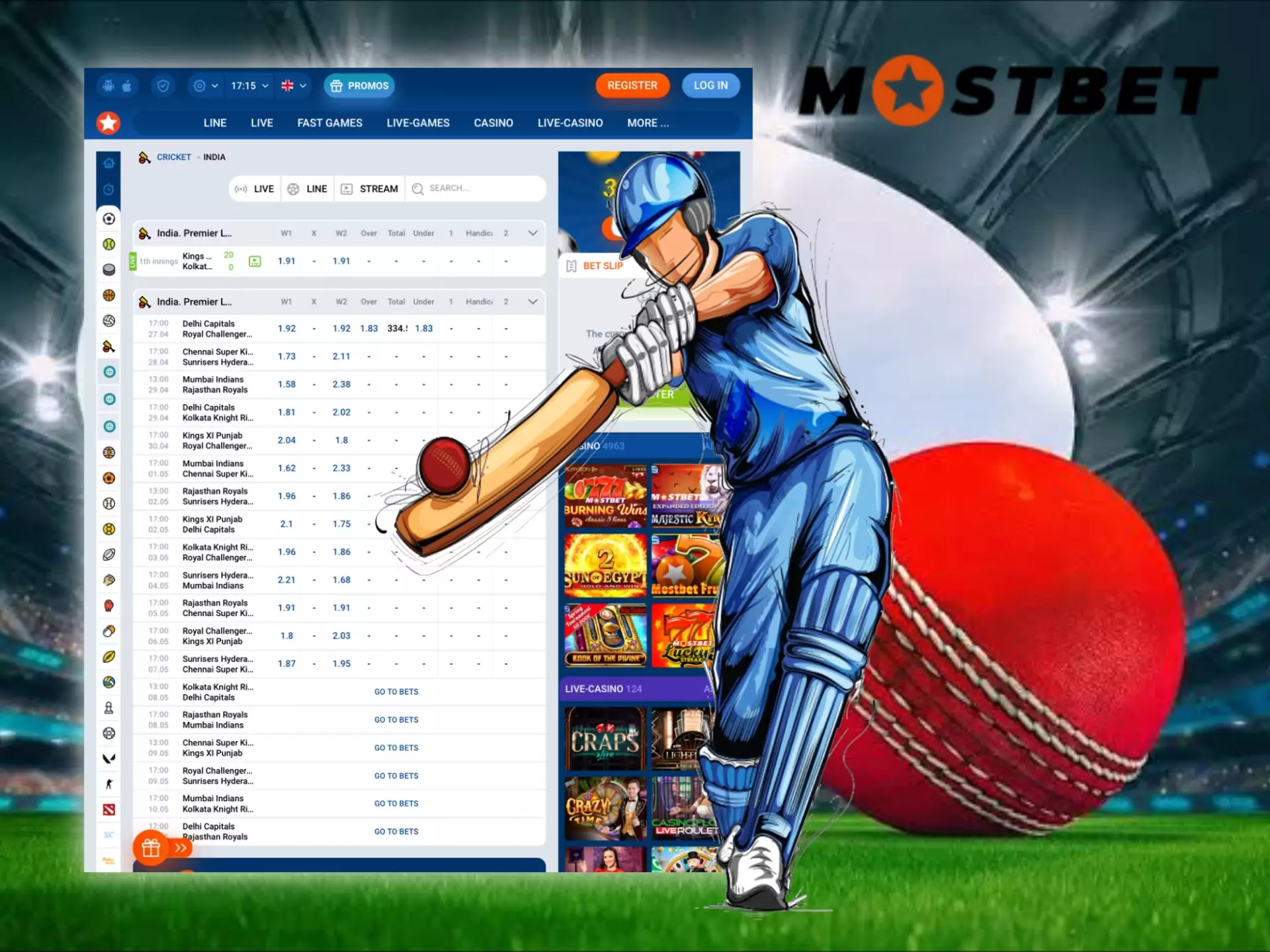 You can find profitable odds on cricket betting at Mostbet.