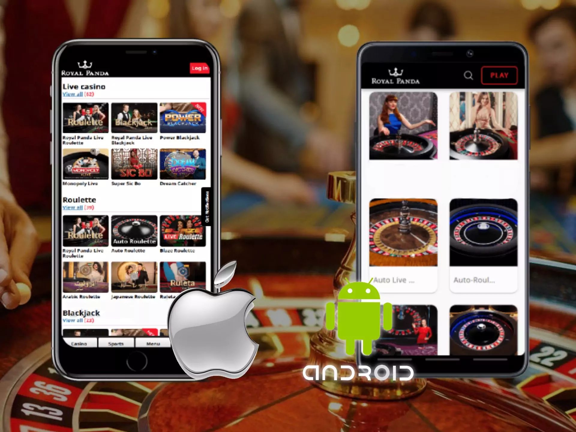 Play casino games with live dealers at Royla Panda casino.