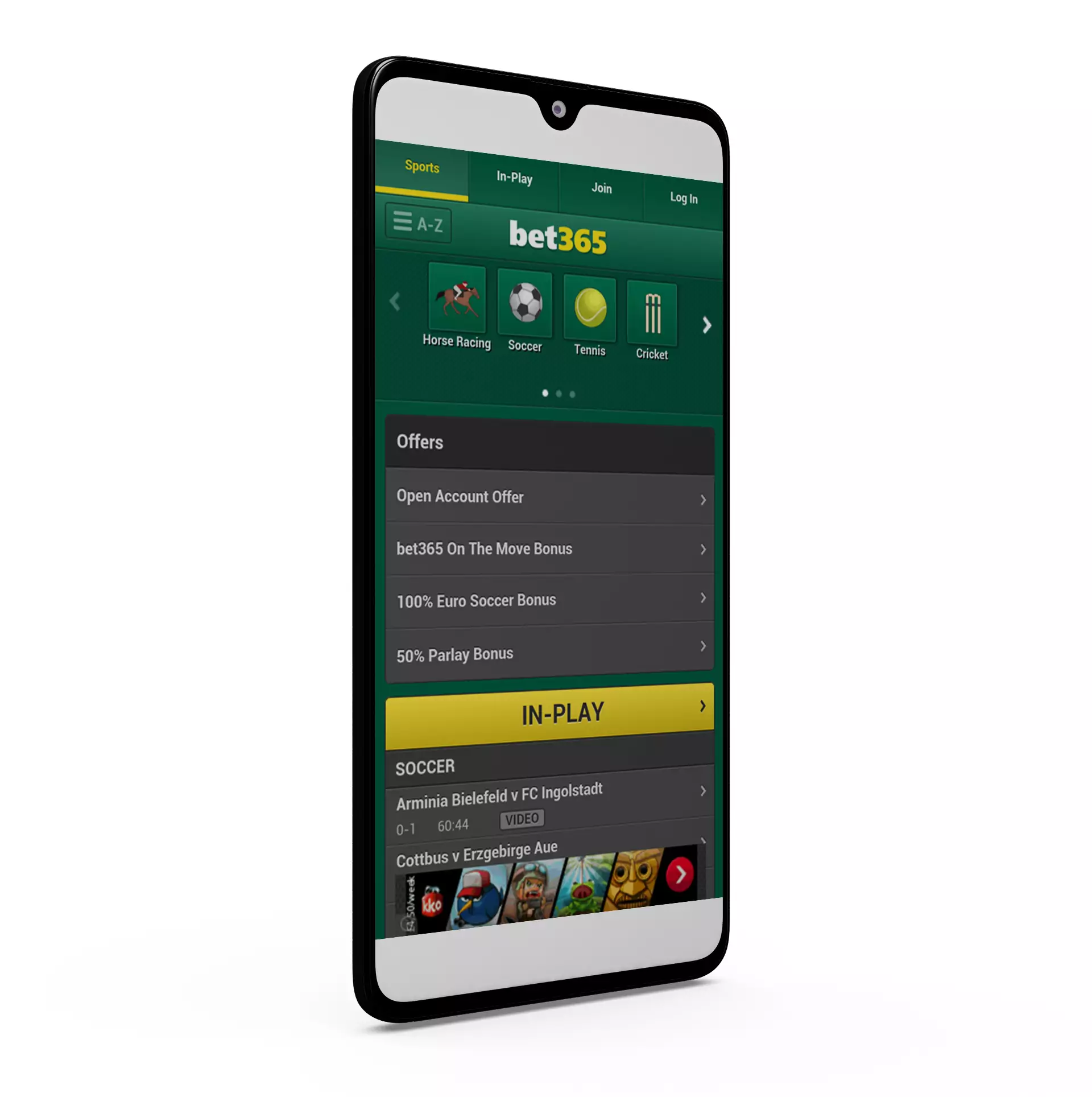 Download and install the bet365 mobile app and place bets from your Android phone.