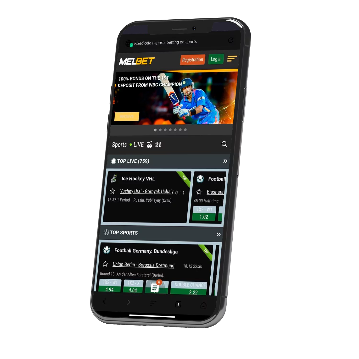 Download and Install the Melbet mobile app to place bets whenever you want.