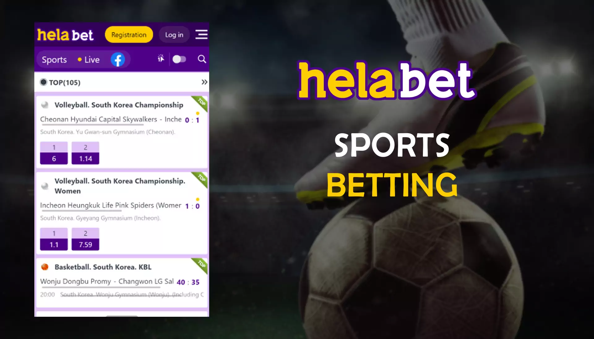 Users from India can bet on various sports at Helabet.