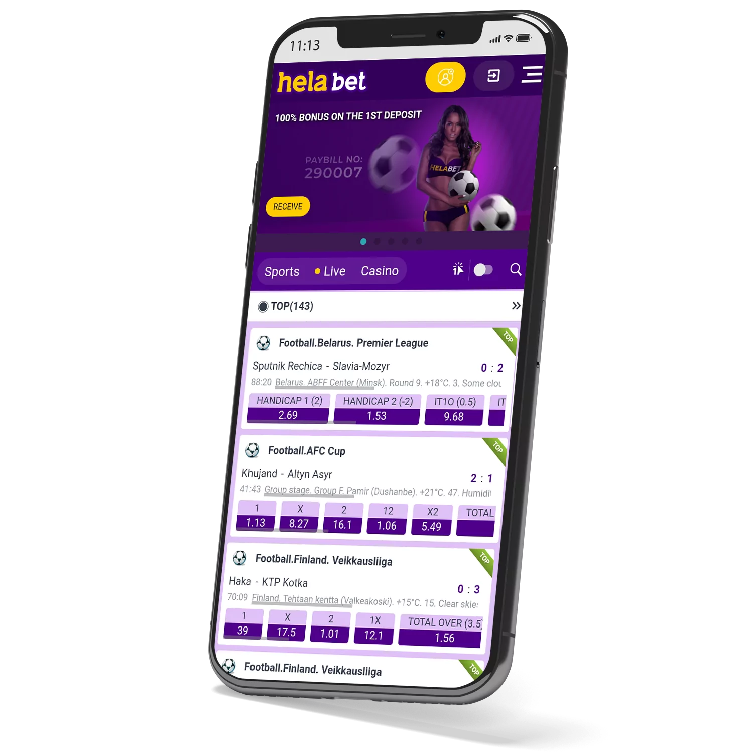 The Helabet mobile app is in development.