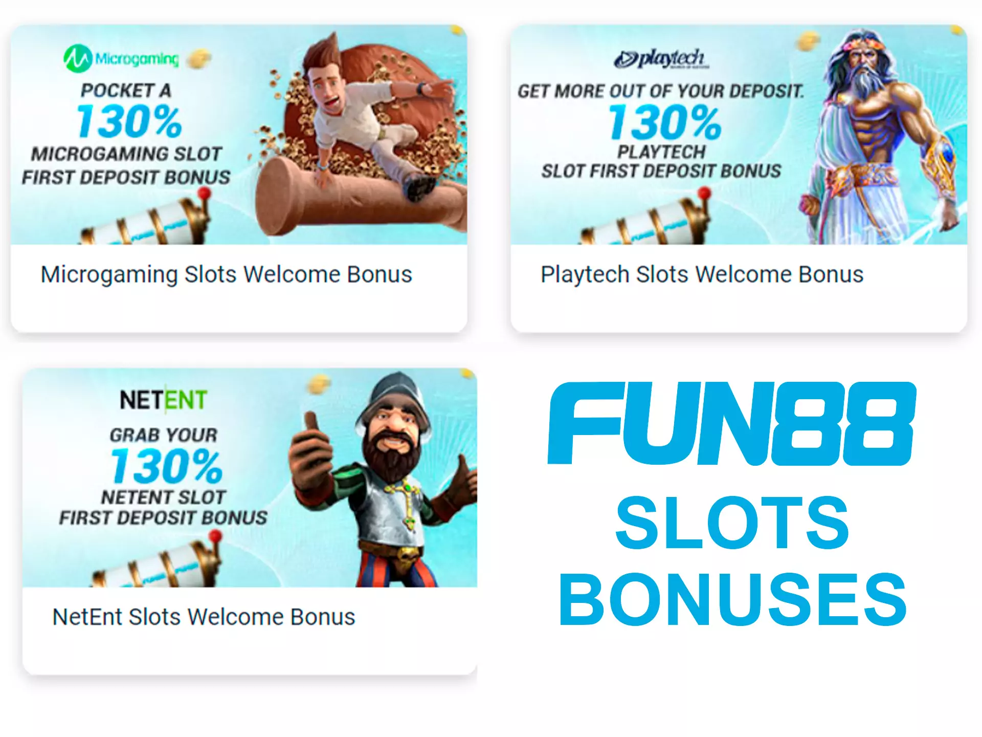You can spend your first deposit bonus on slots form NetEnt, Microgaming, Playtect, etc.