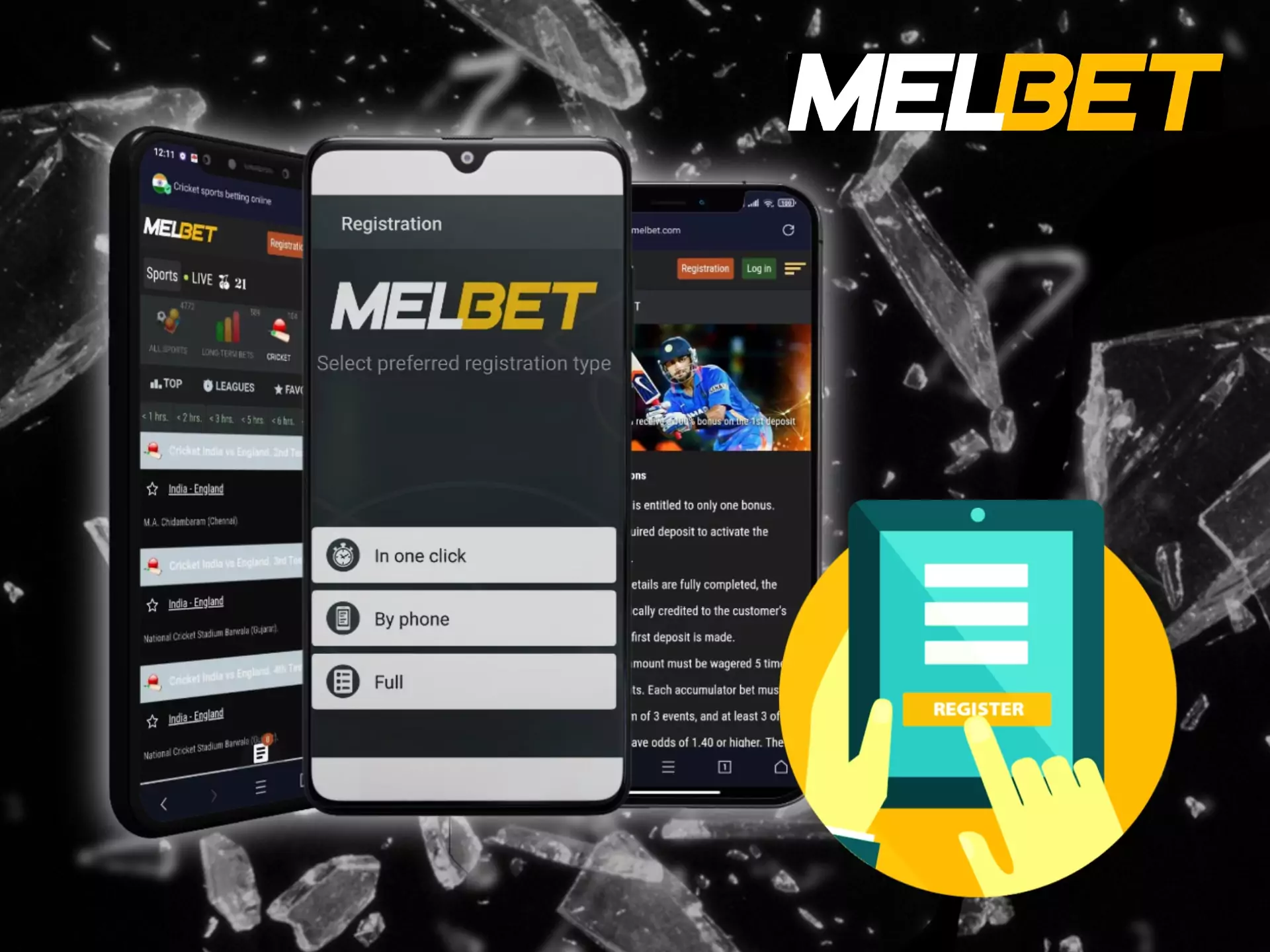 You can download the Melbet app and create your account via mobile phone.