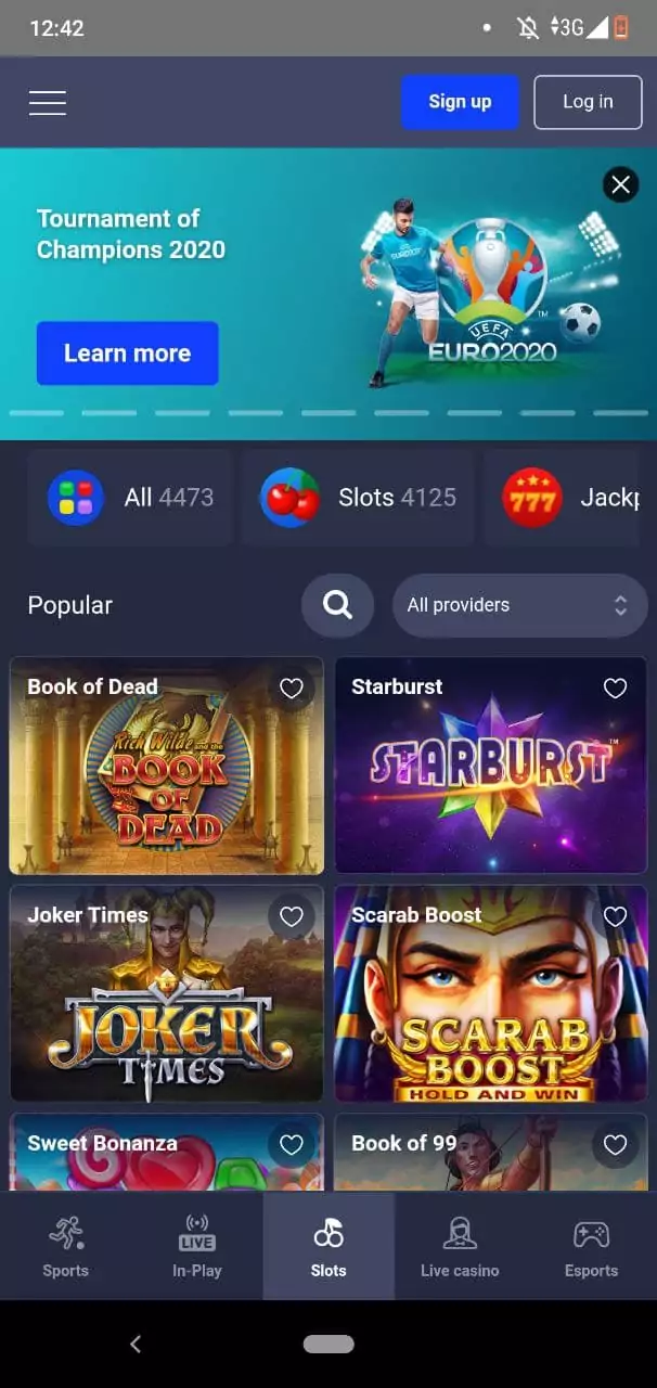 Casino Games in Betmaster Mobile App.