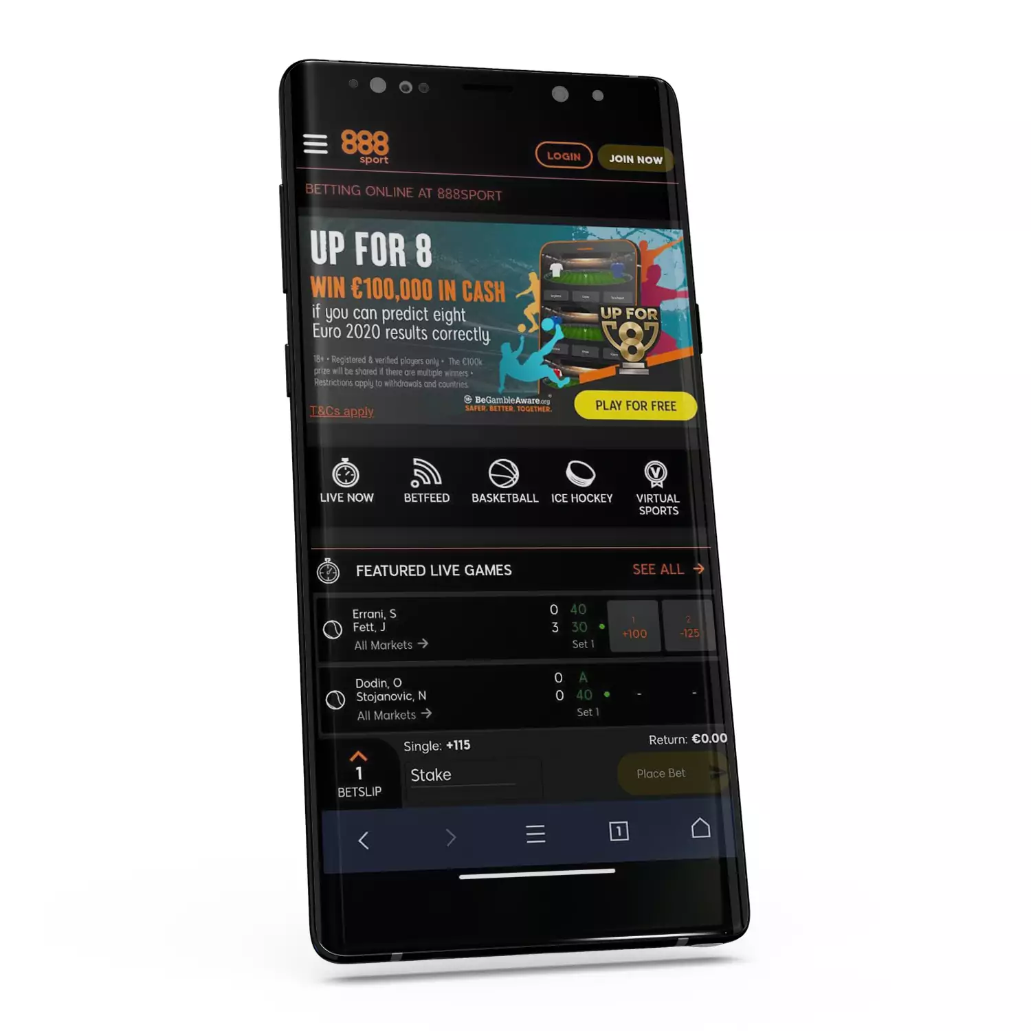 888स्पोर्ट ऐप एंड्रॉइड और आईओएस स्मार्टफोन पर उपलब्ध है ।