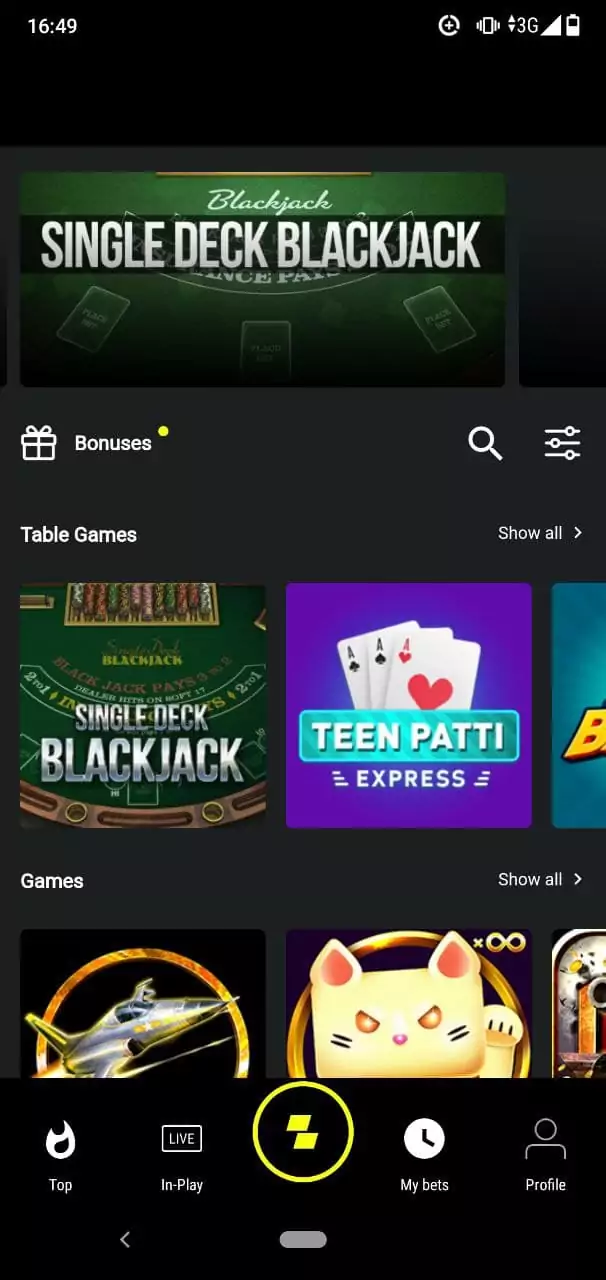 Online Casino on Parimatch Mobile App.