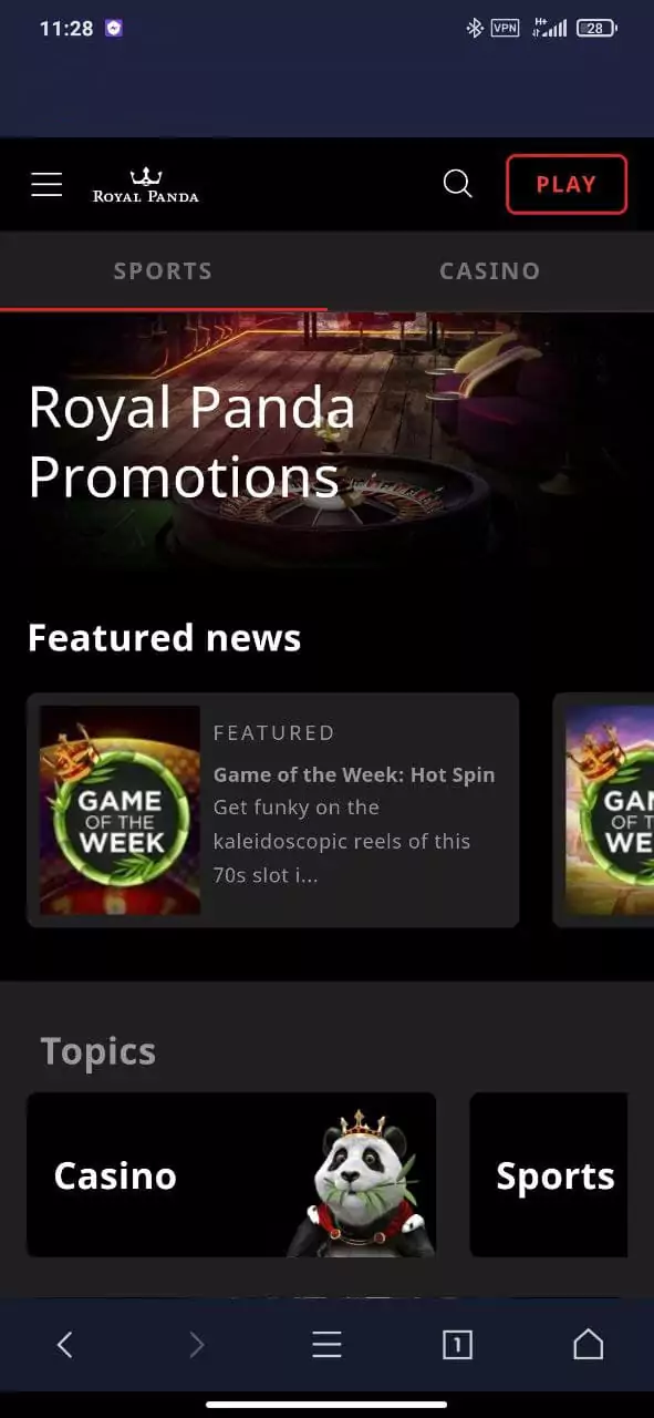 Royal Panda mobile app bonuses.