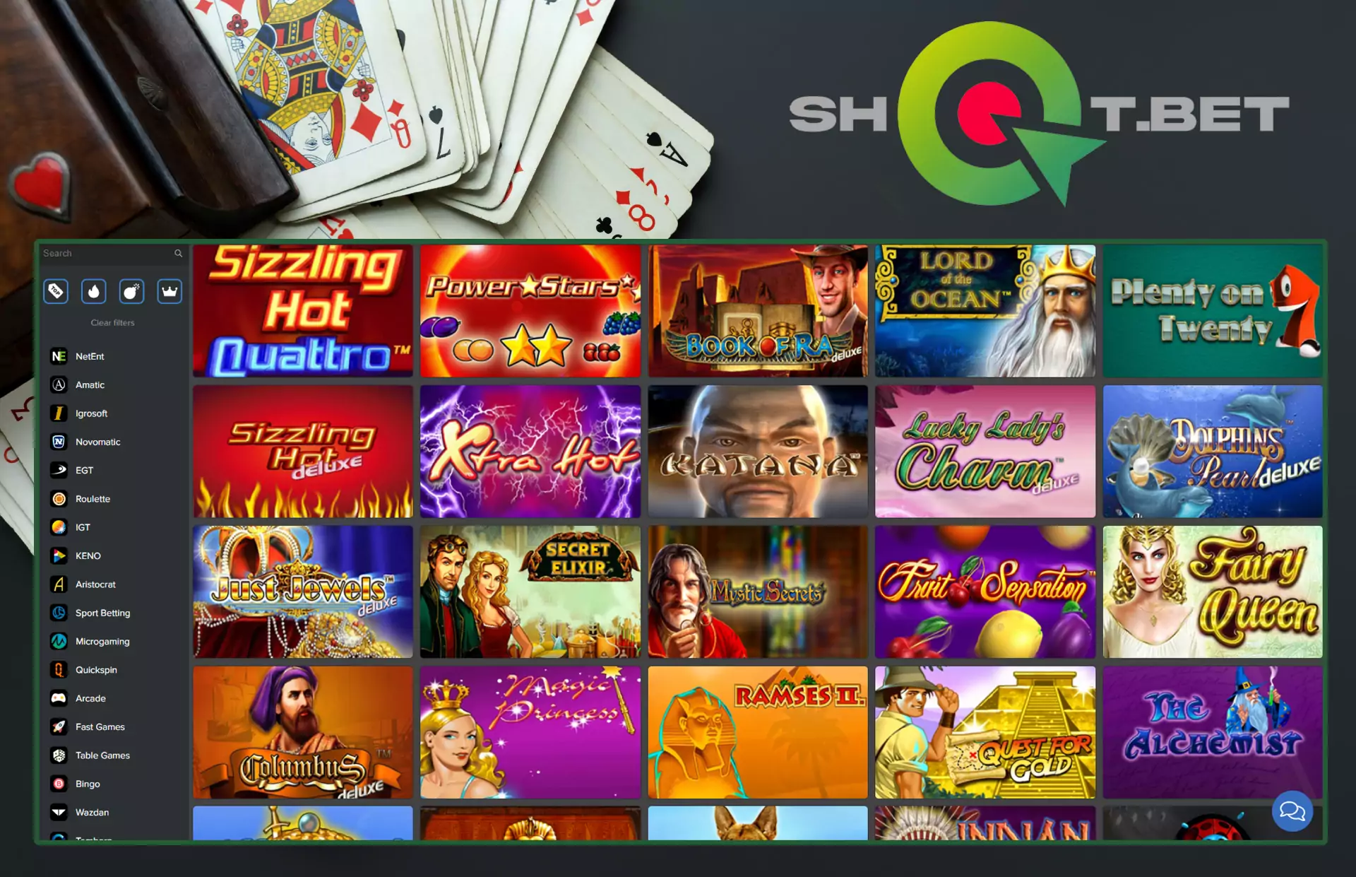 Play casino games in the special section on the site.