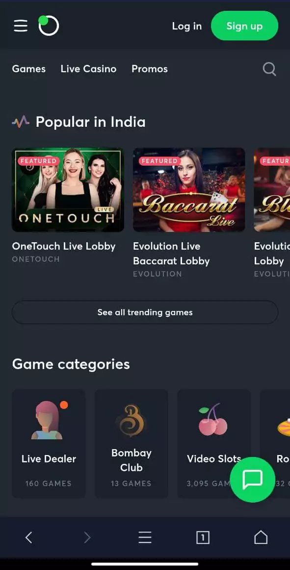 Casino games in the Sportsbet mobile app.