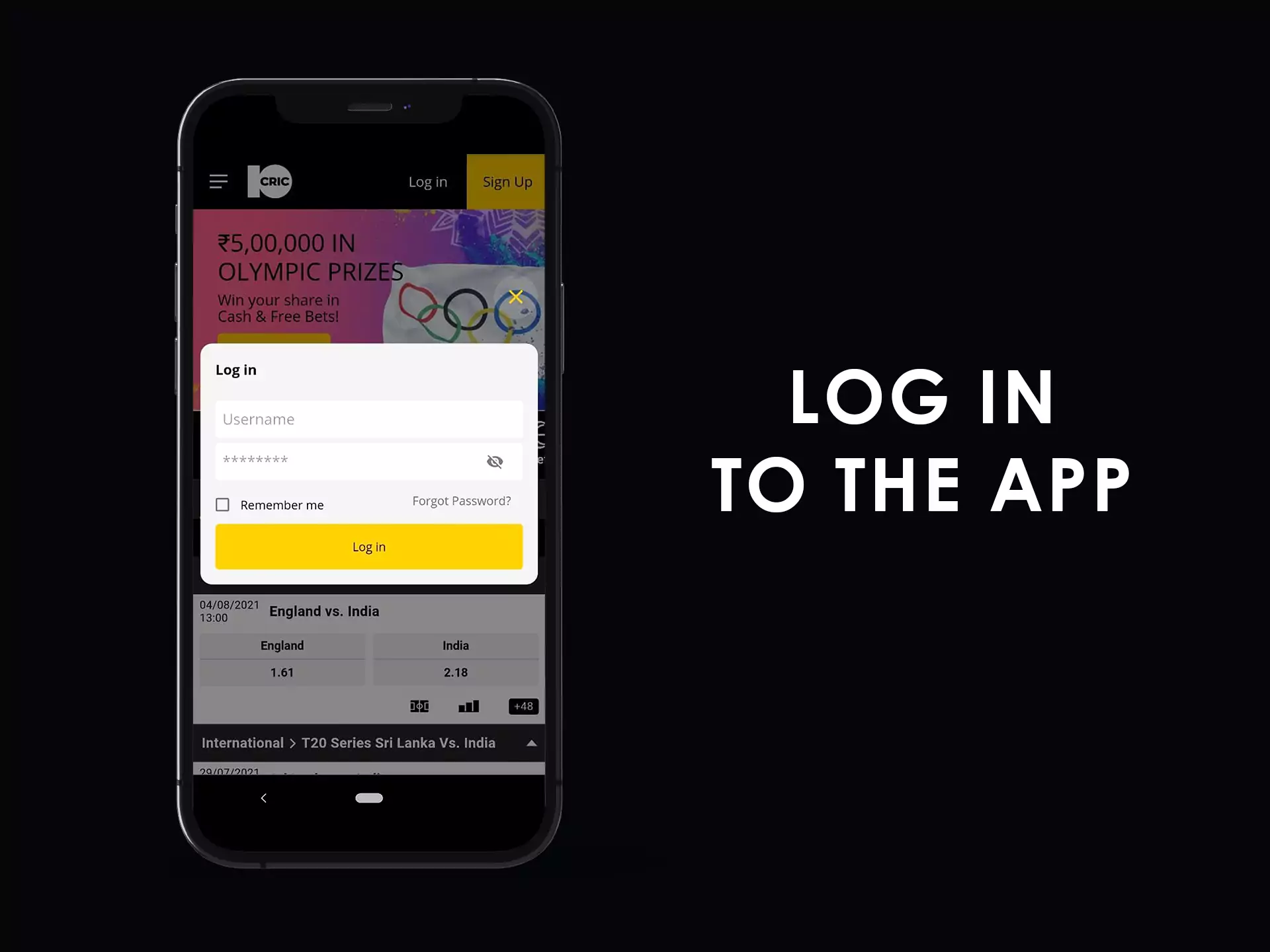 After the account was created you can log in to the app.