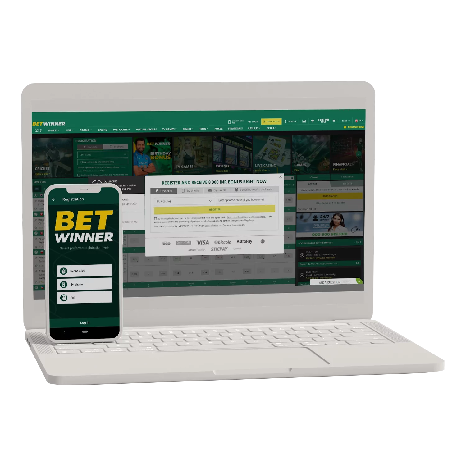 Learn how to sign up on Betwinner using your PC or smartphone.