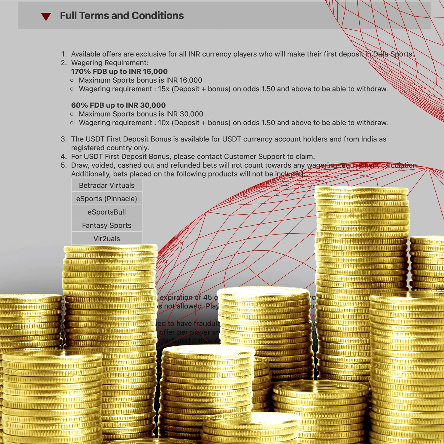 Check out Dafabet's bonus rules and conditions.