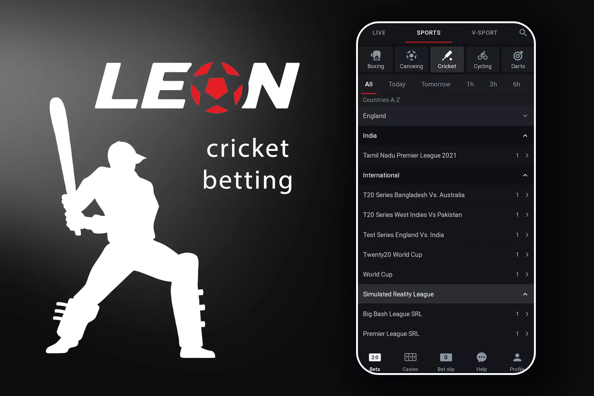 Choose the cricket match, make a deposit and place a bet.