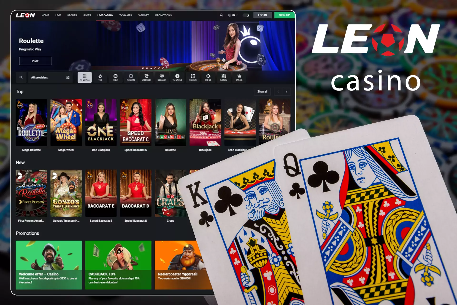 If you like slots and other games, go to the 'Live Casino' section.