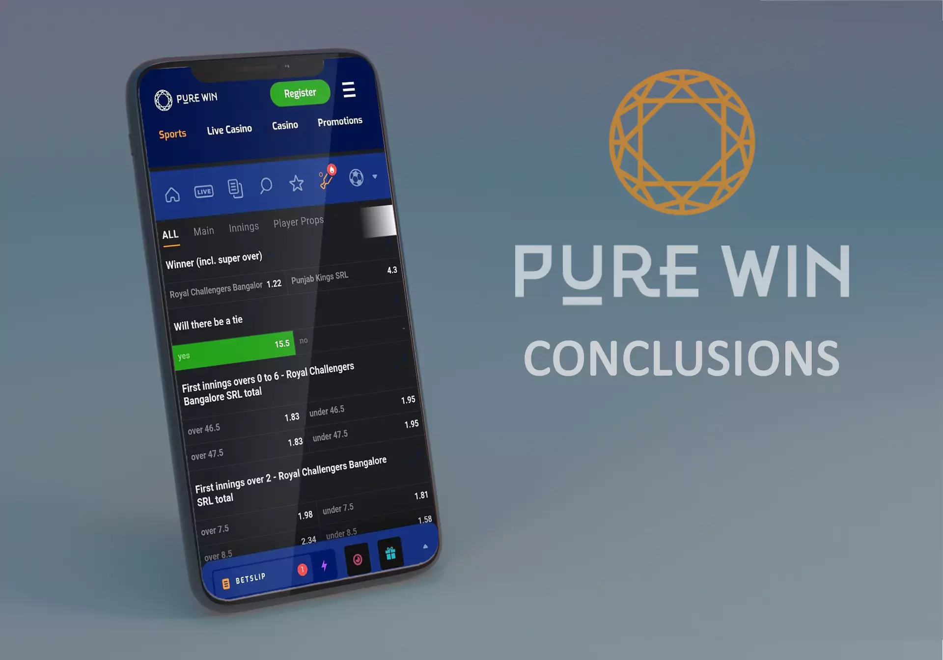 Read about the main benefits of the Pure Win application in our conclusions.
