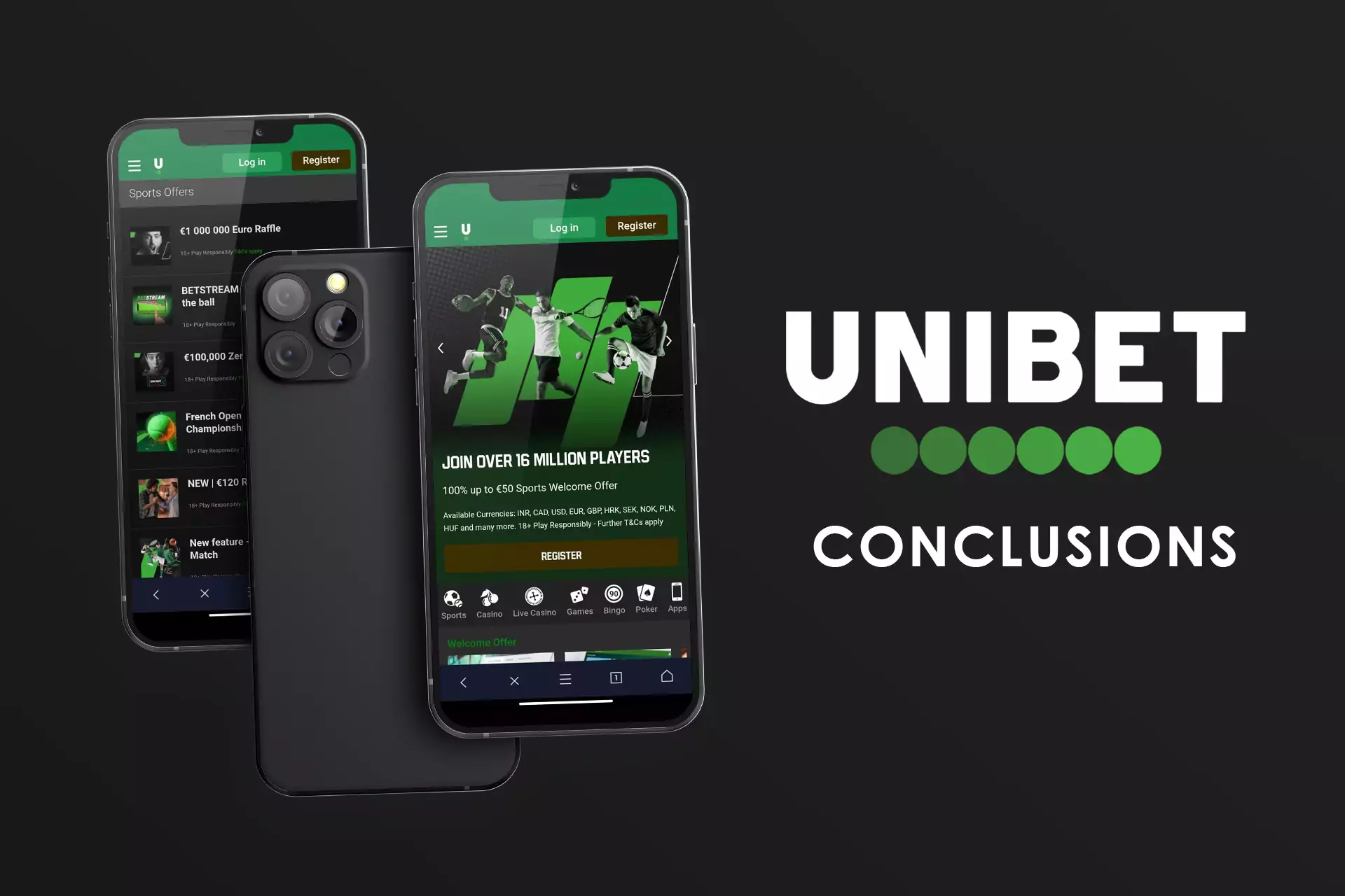 Read the conclusions about the quality of the Unibet app for your smartphone.