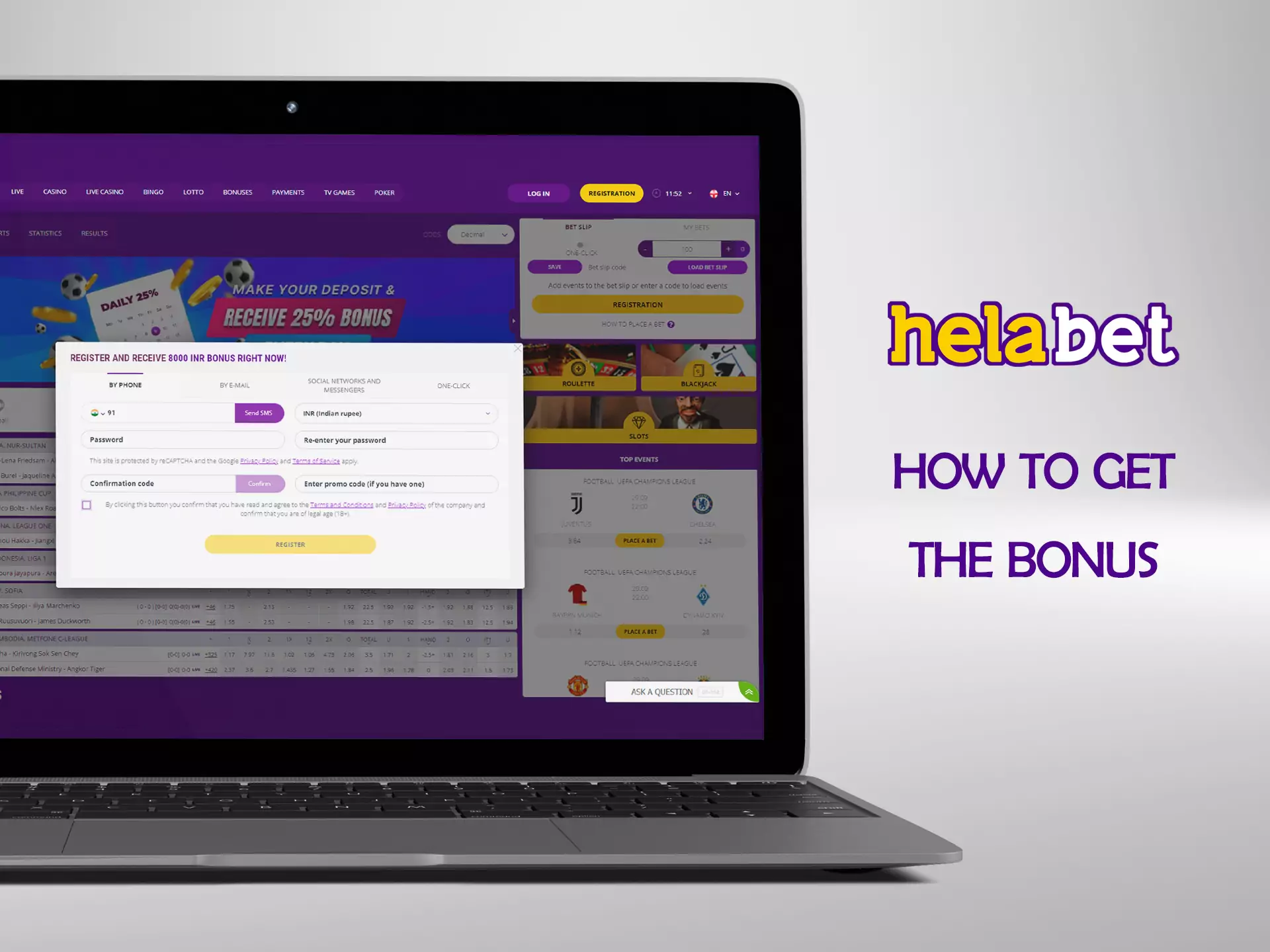 To get the welcome bonus firstly you have to sign up on the site.