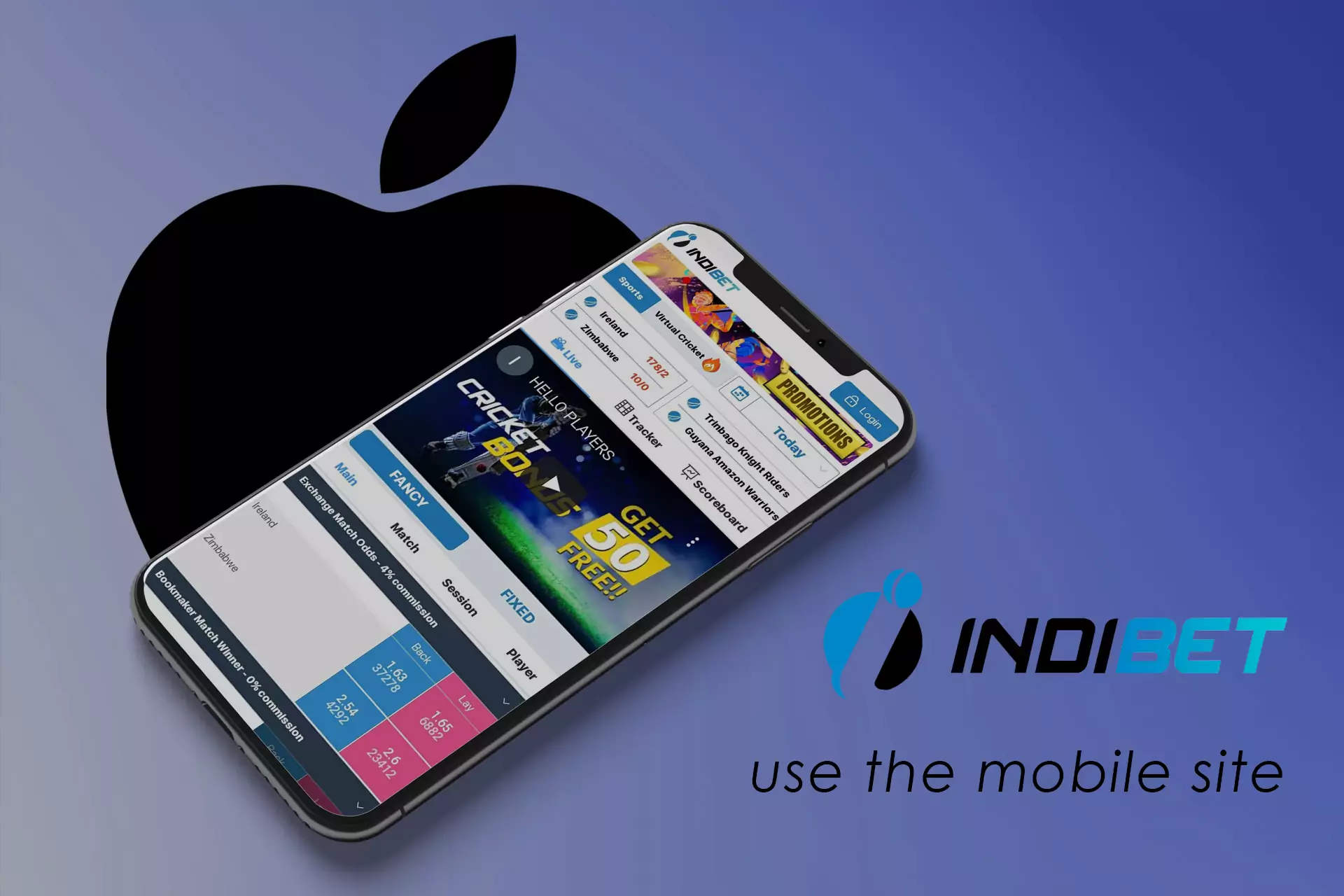 Since Indibet has not developed the app for iOS yet, you should use the browser version.
