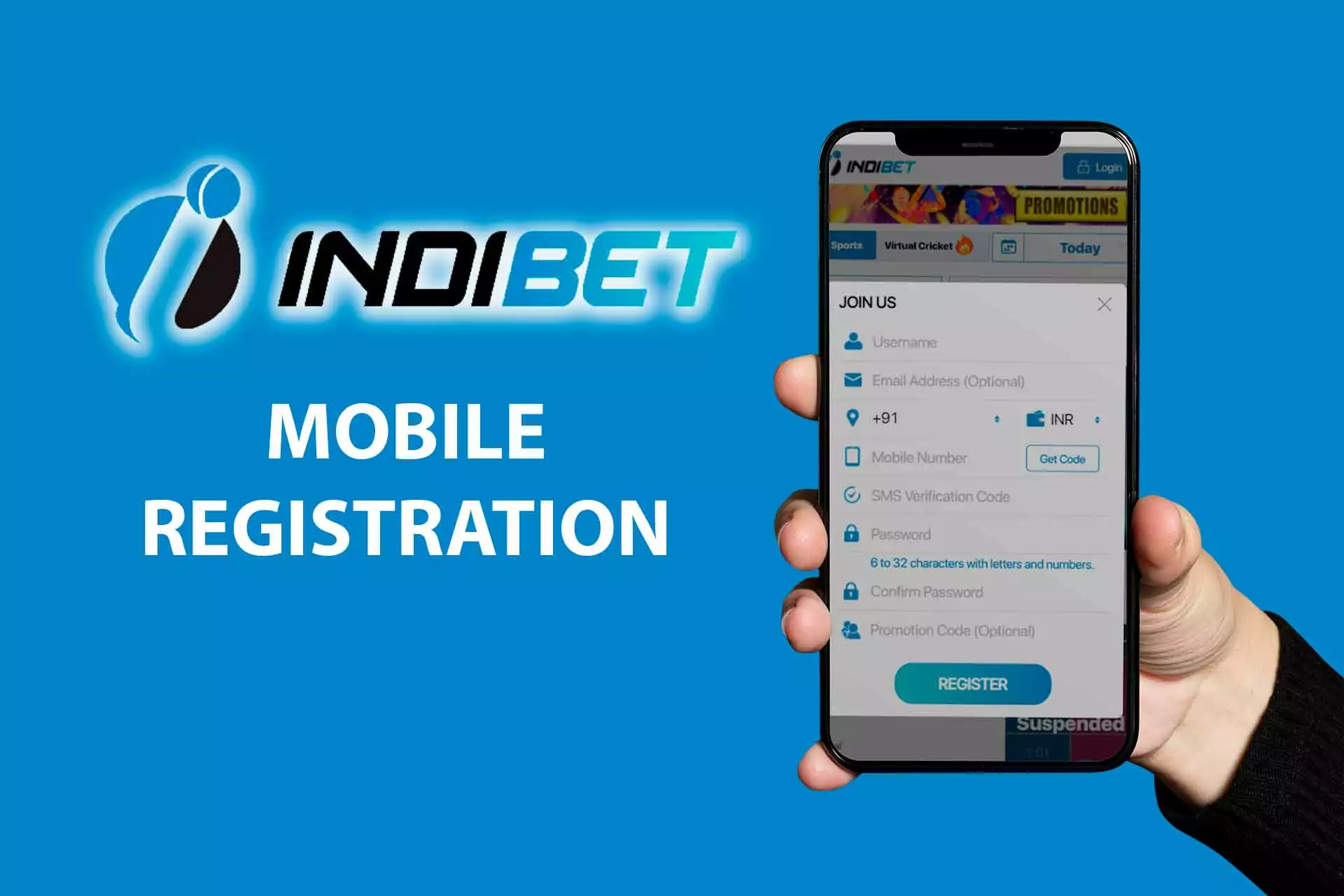 You can download the Indibet app and register there.
