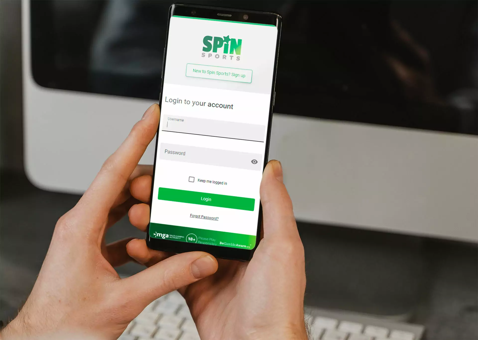 You can use your email or username and a password to log in to the Spin Sports app.