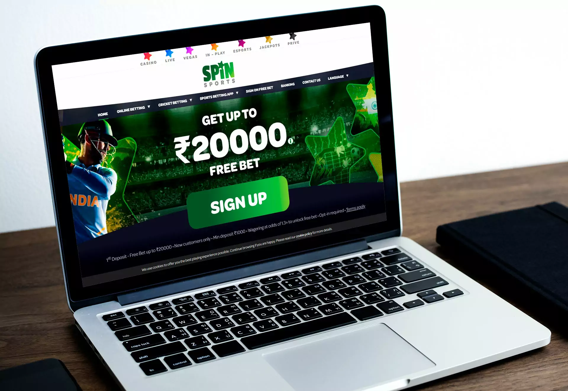 Open the Spin Sports website.