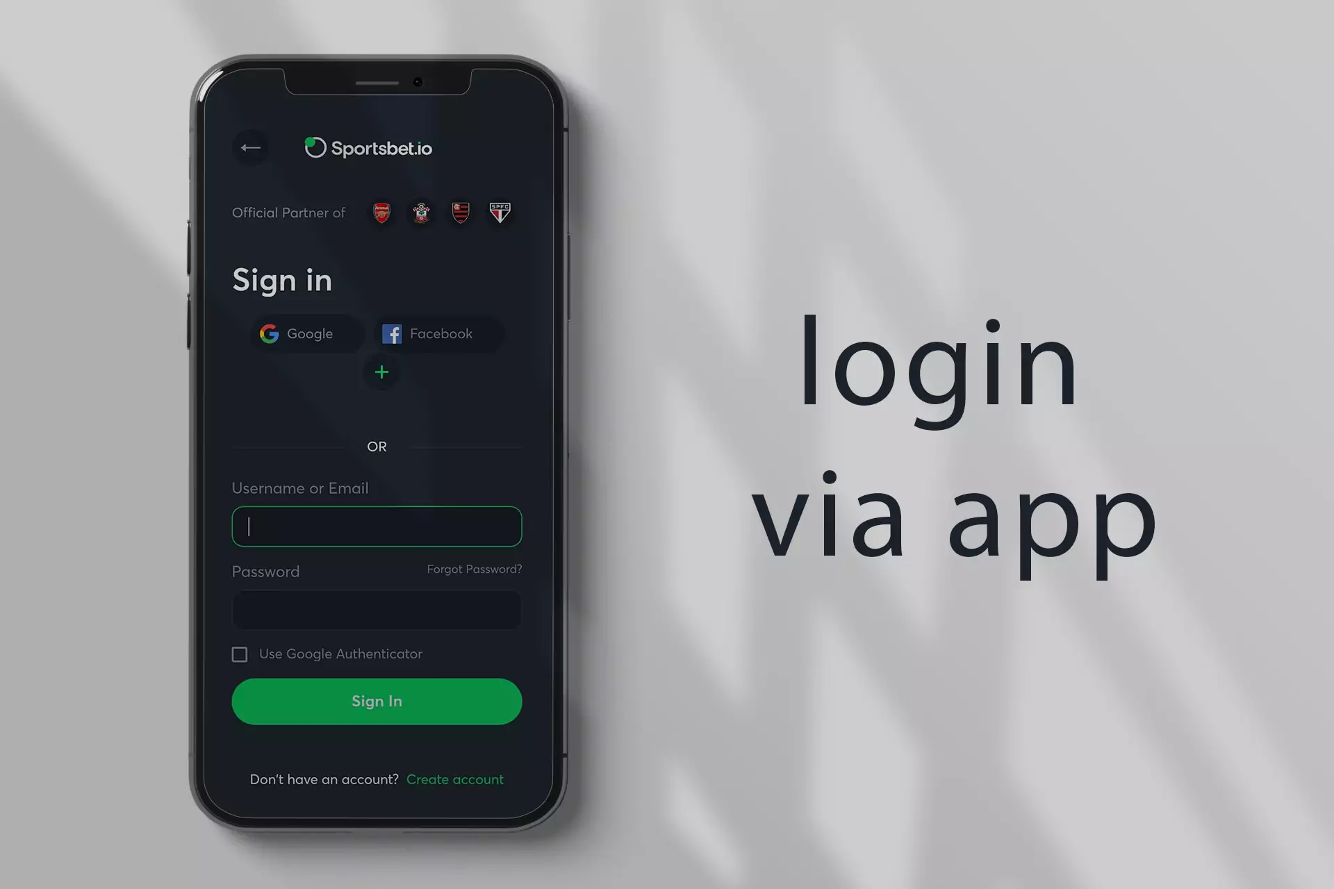 Sign in to the app if you already have an account.