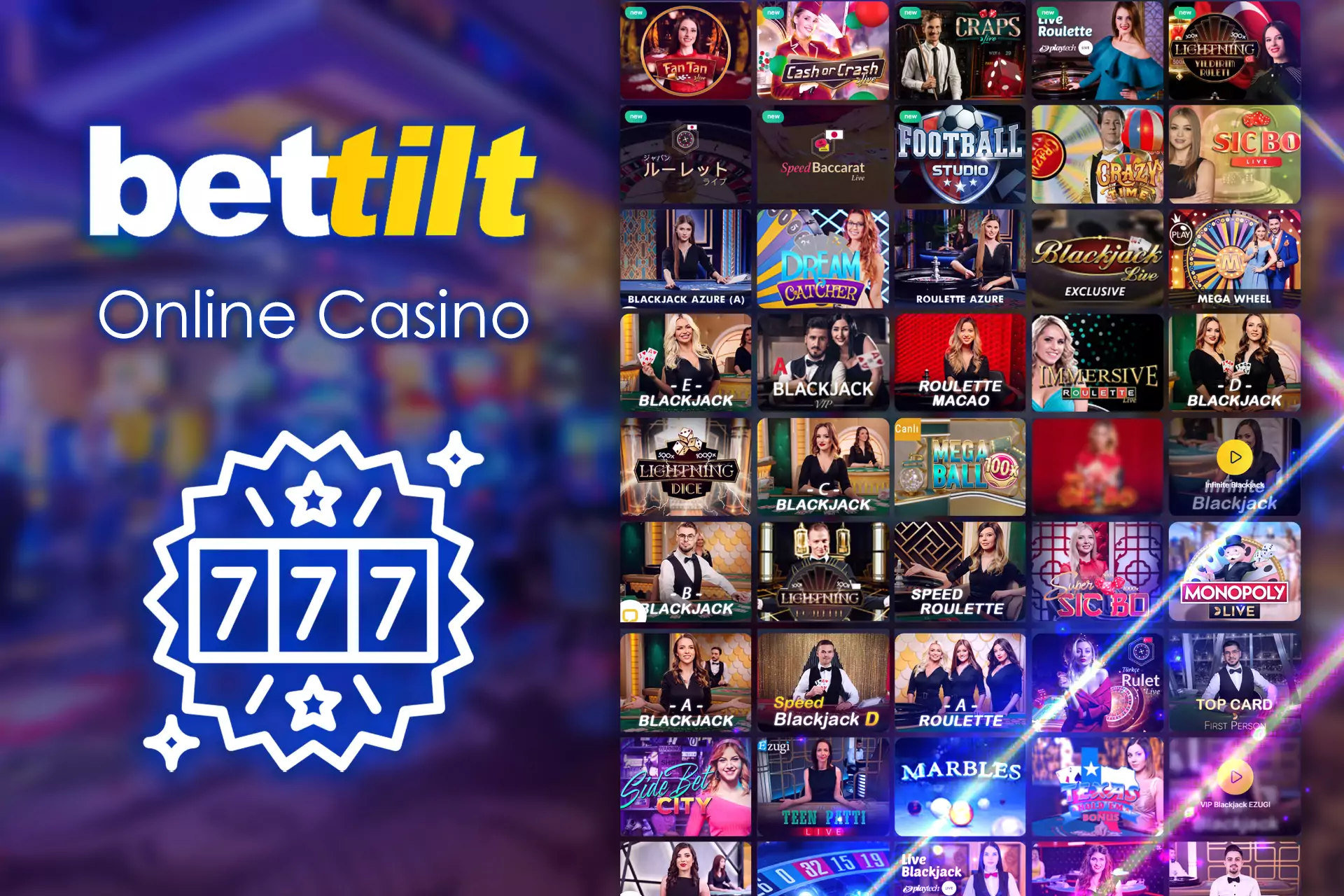 Casino games are available to play in the special sections on the site and in the apps.