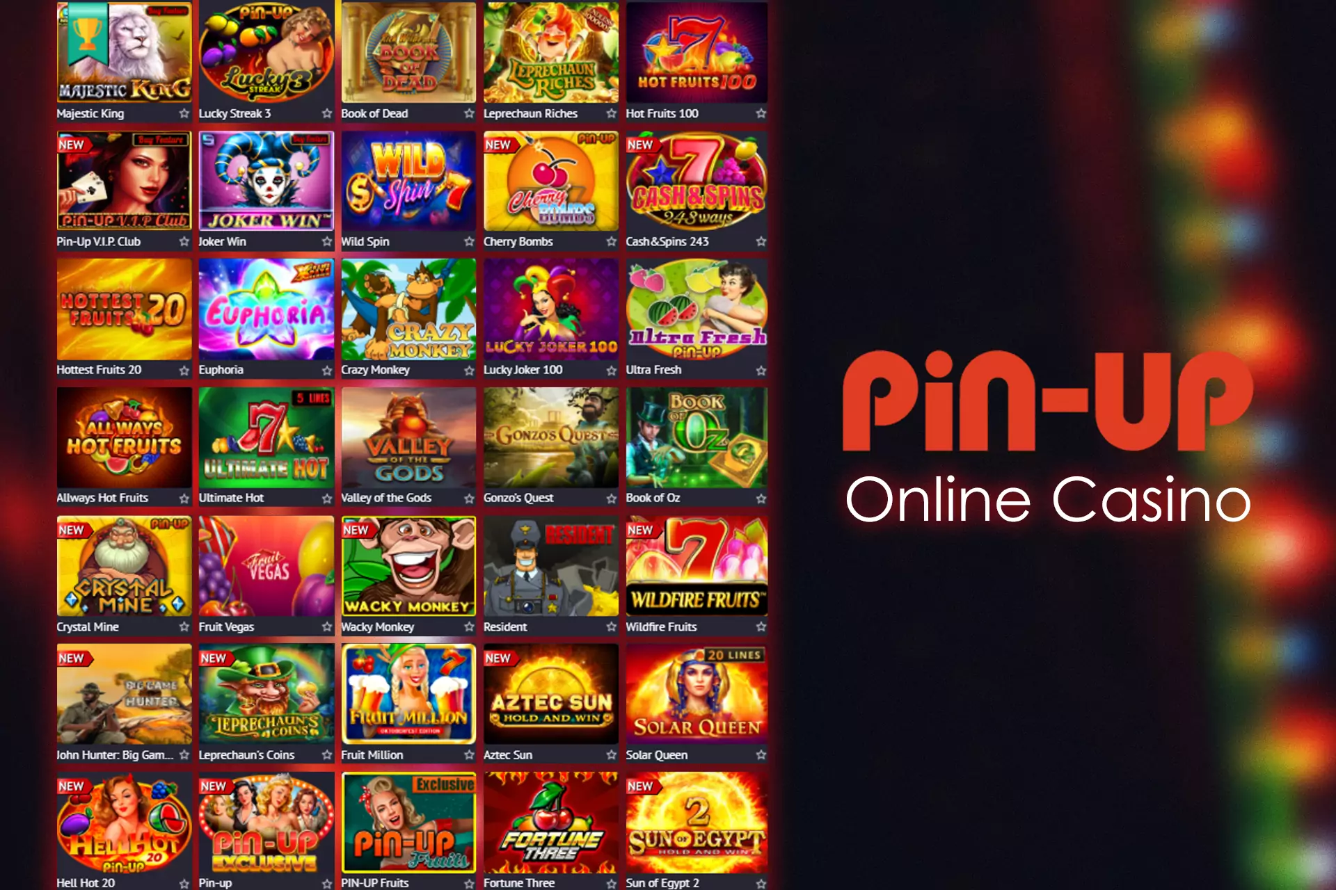 In the Casino section, you can play slots and other online games.