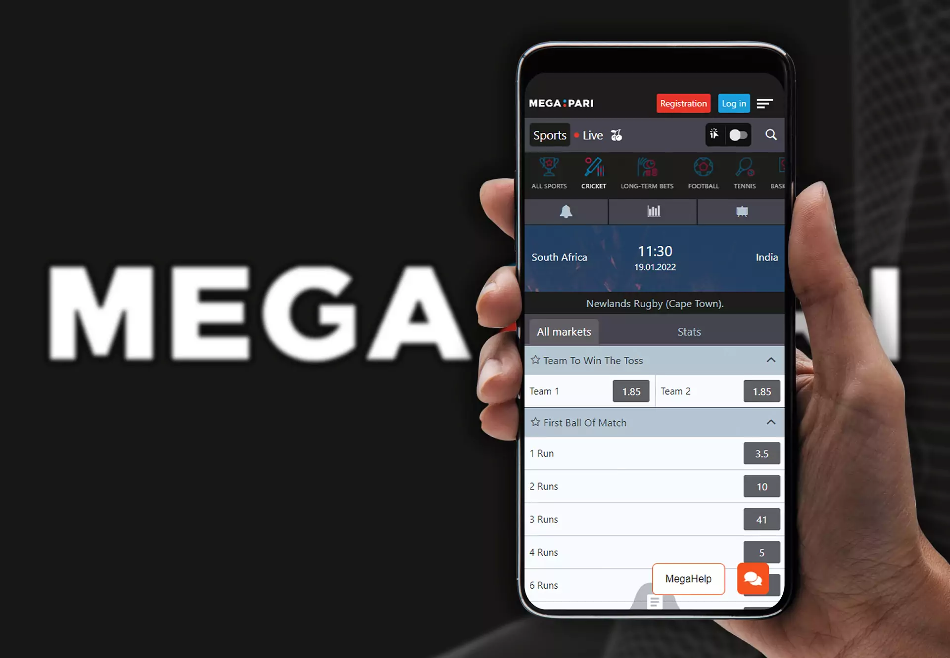 Betting on cricket is the most popular activity among Indian users of the MegaPari app.