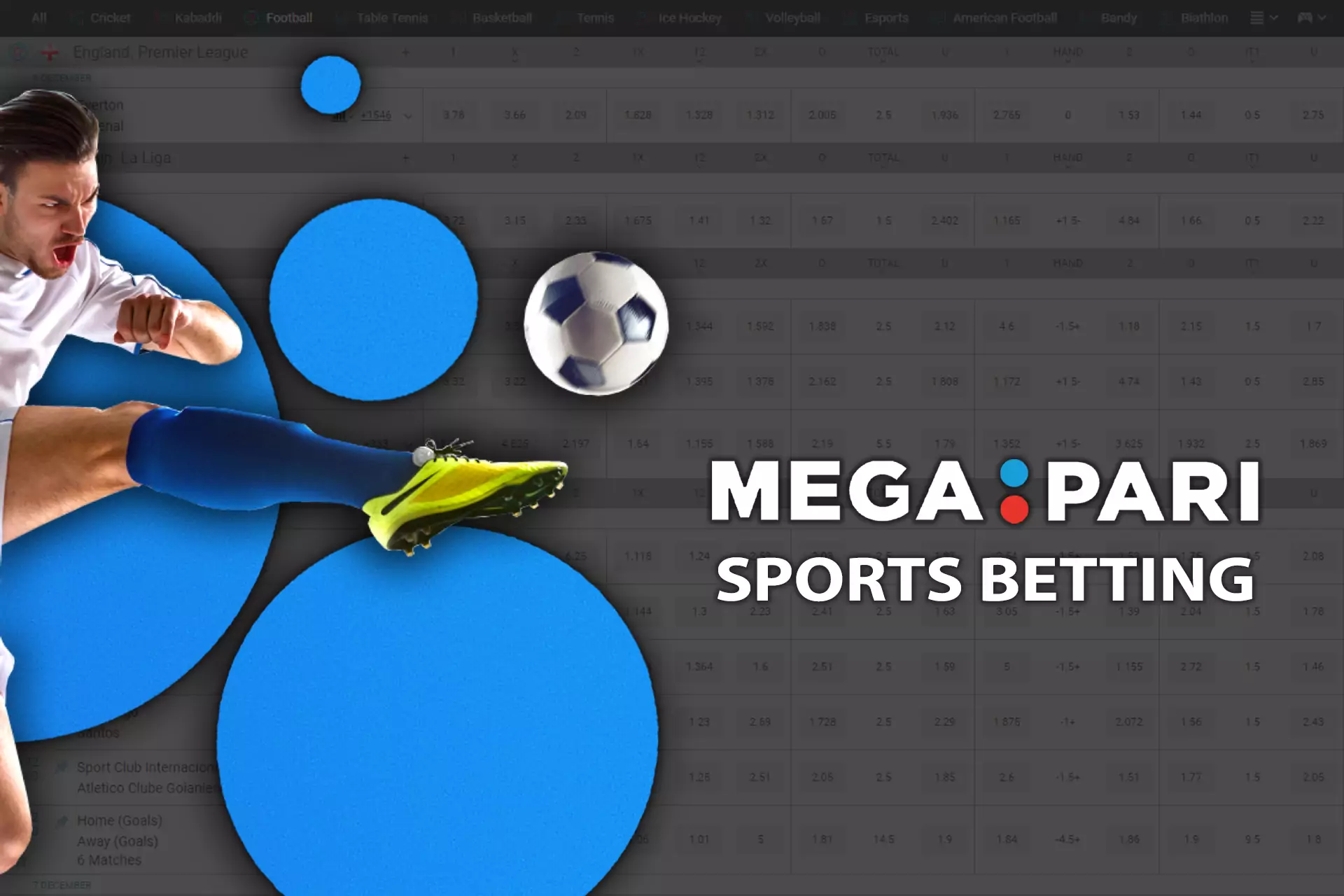 At MegaPari you can bet on the most popular sports events.