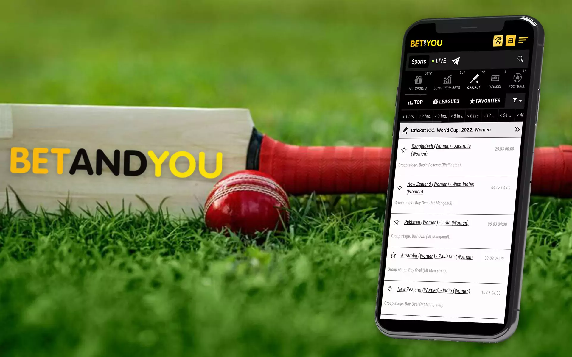 The Betandyou app supports betting on popular cricket competitions.