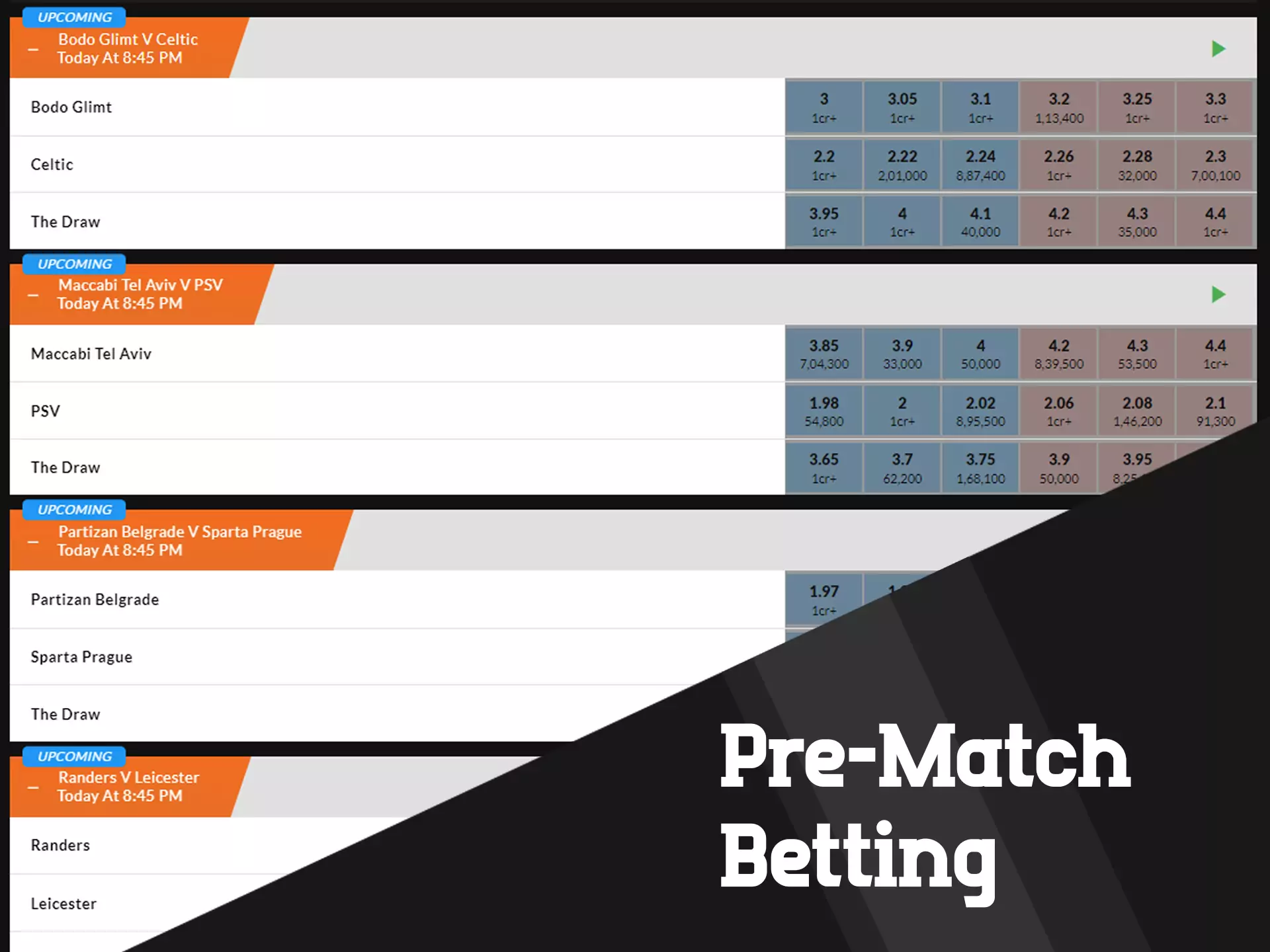 The Fairplay app supports pre-match betting.