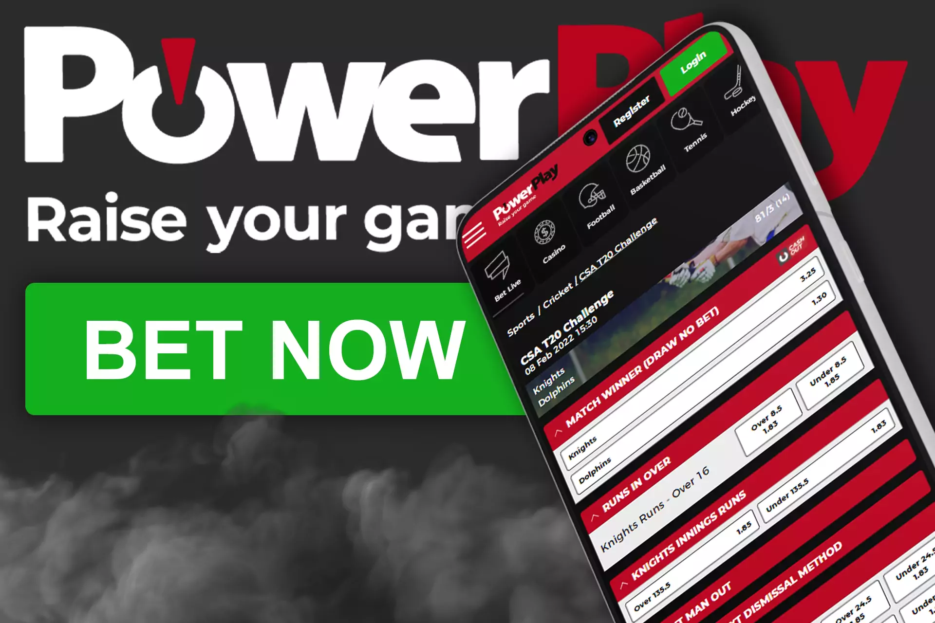 Create an account, log in and place a bet on a cricket event.