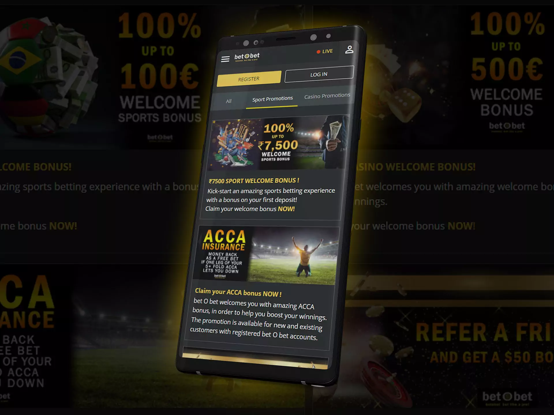 Bet O Bet offers a welcome bonus for mobile users.
