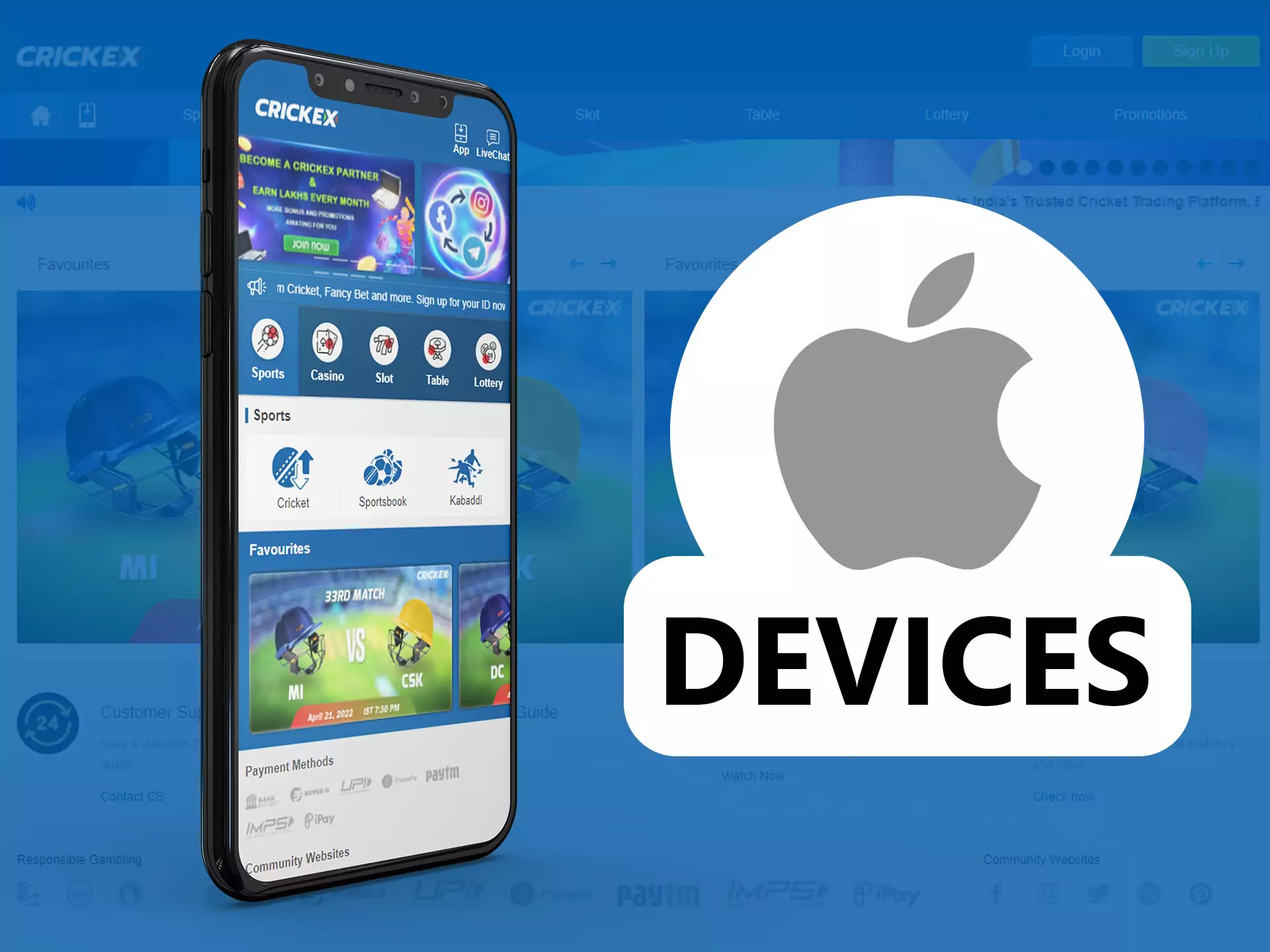The Crickex app for iOS will support most devices.