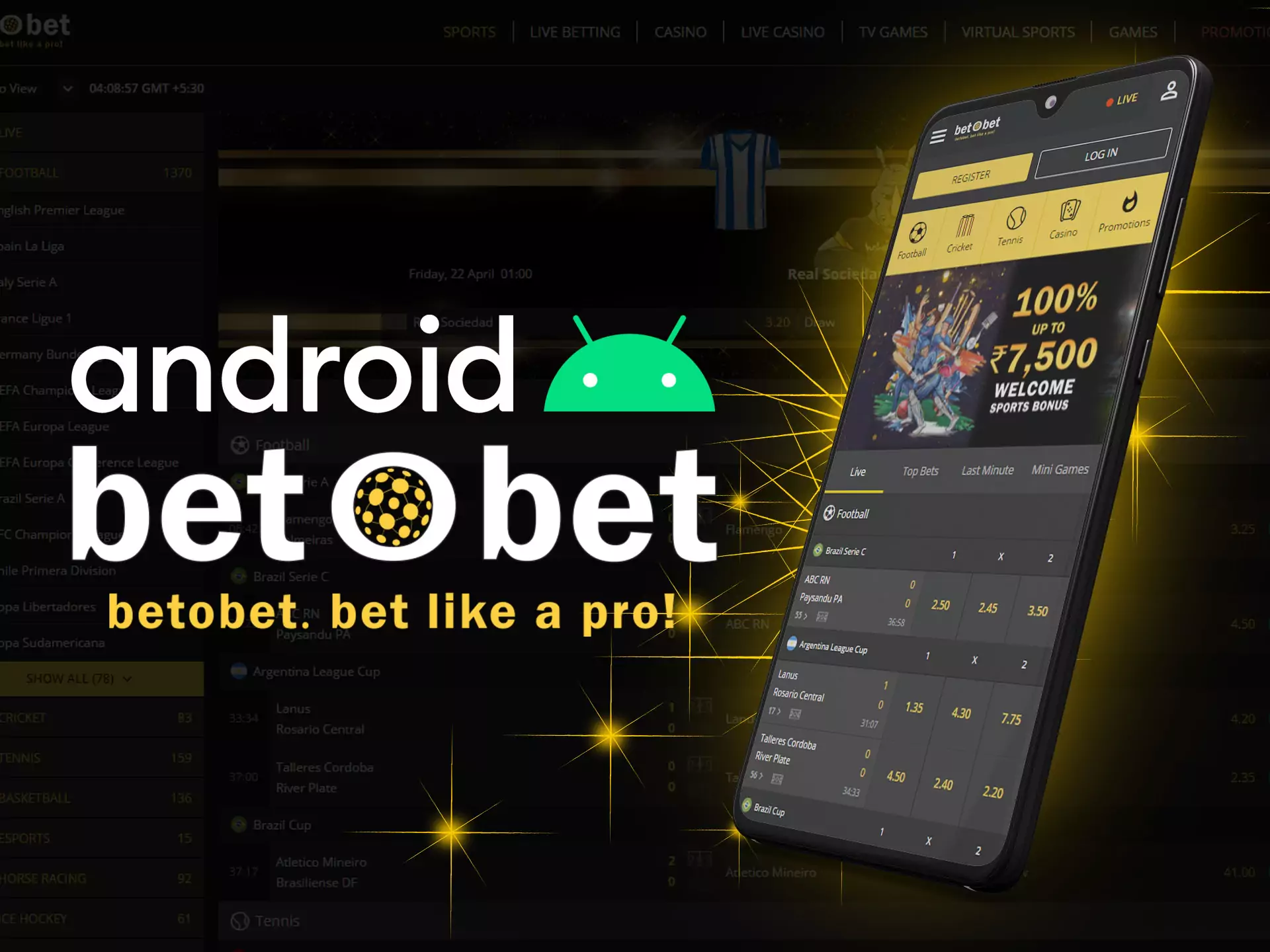 Android के लिए Bet O Bet ऐप अभी भी विकास में है।