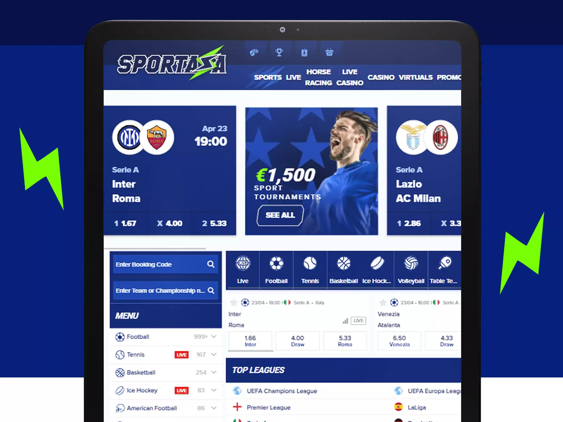 Use the website version of Sportaza for betting.