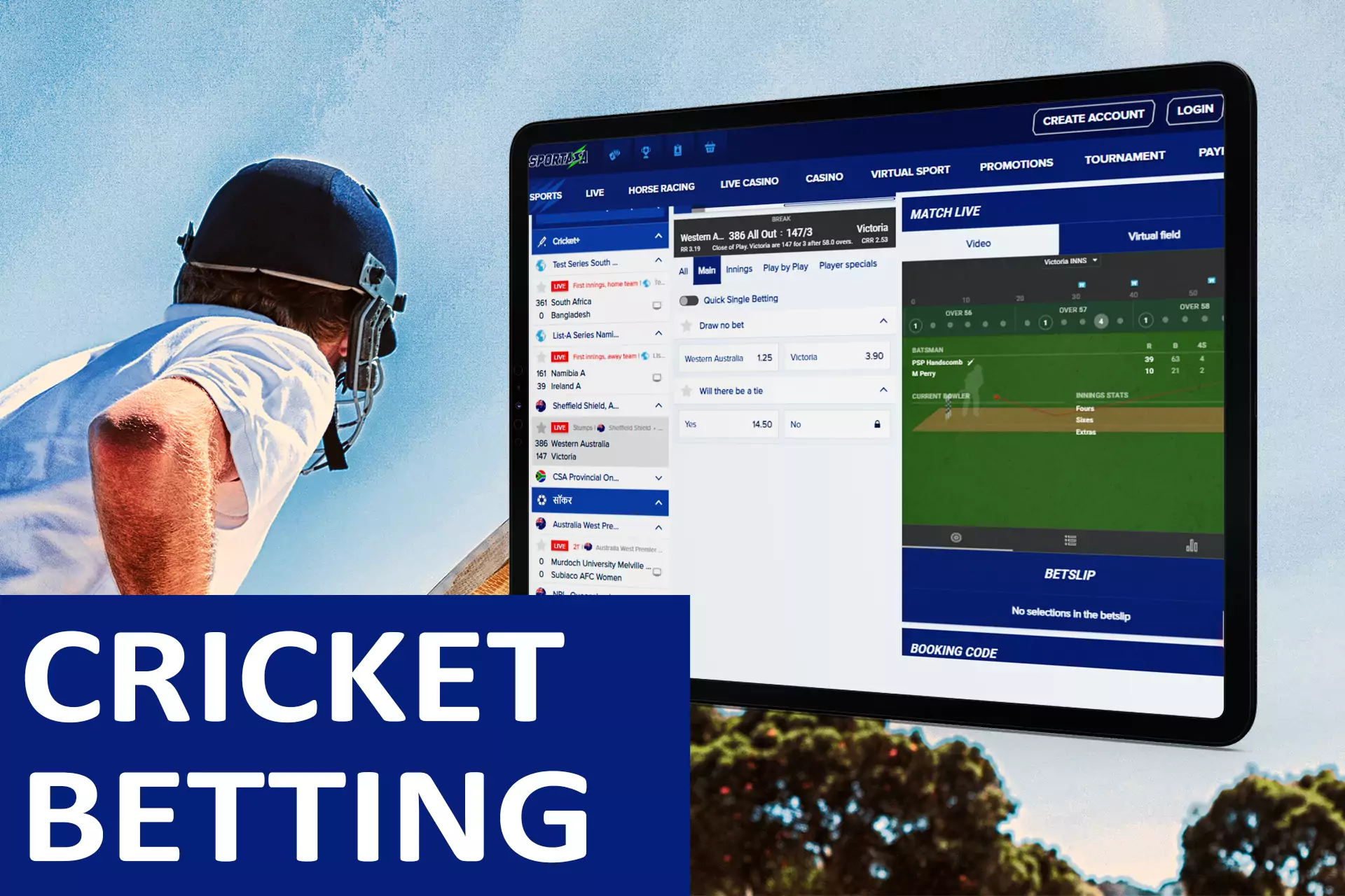 Sportaza offers cricket betting on its website.