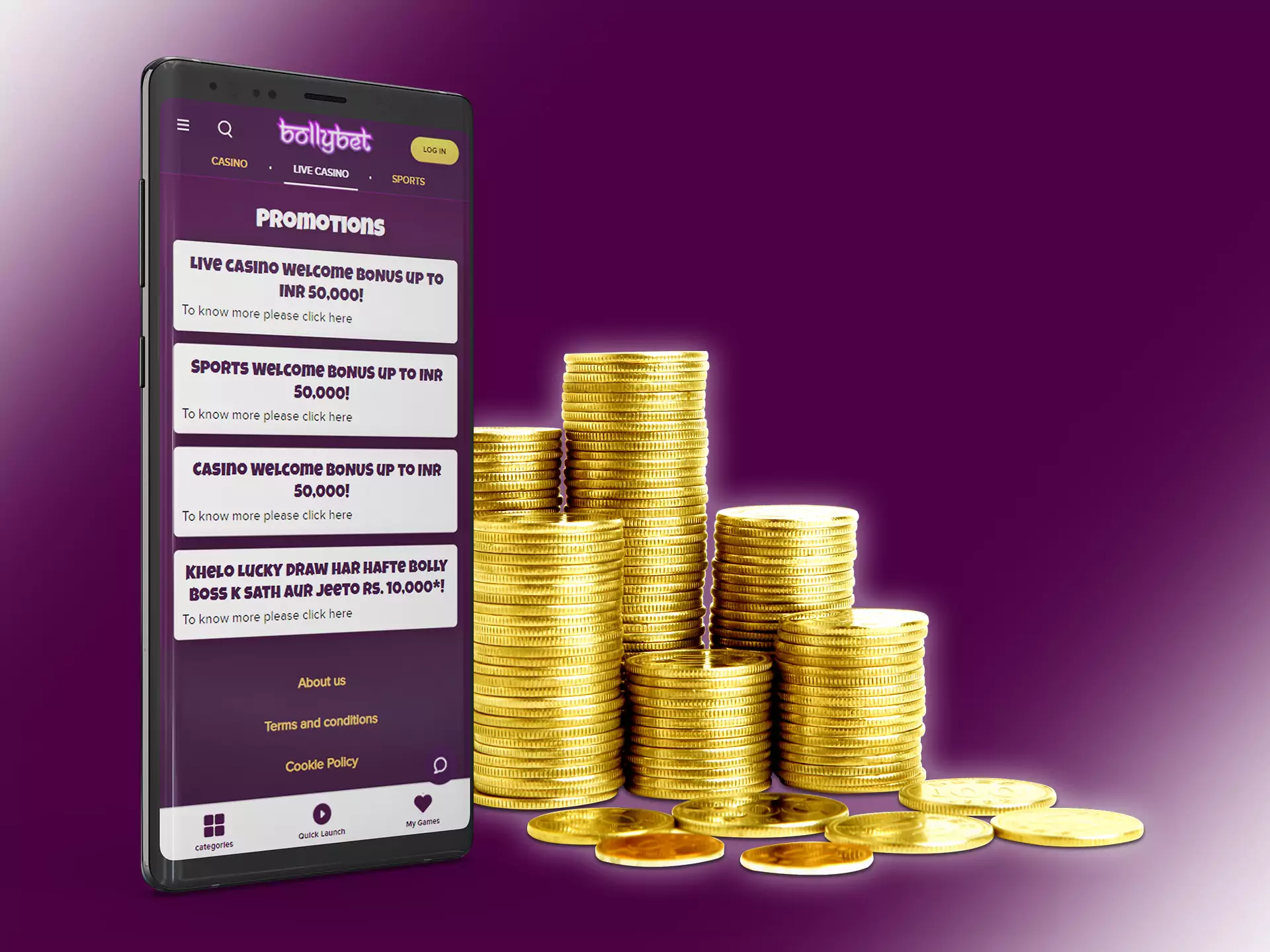 Bollybet mobile users get a welcome bonus.