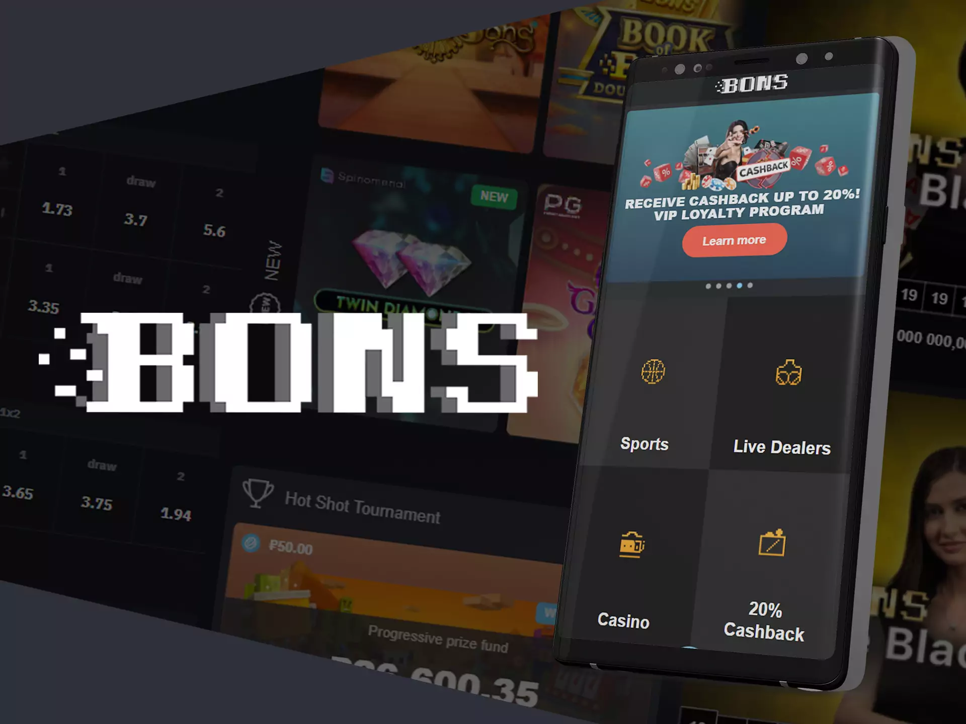 The Bons app is easy to download and start betting.