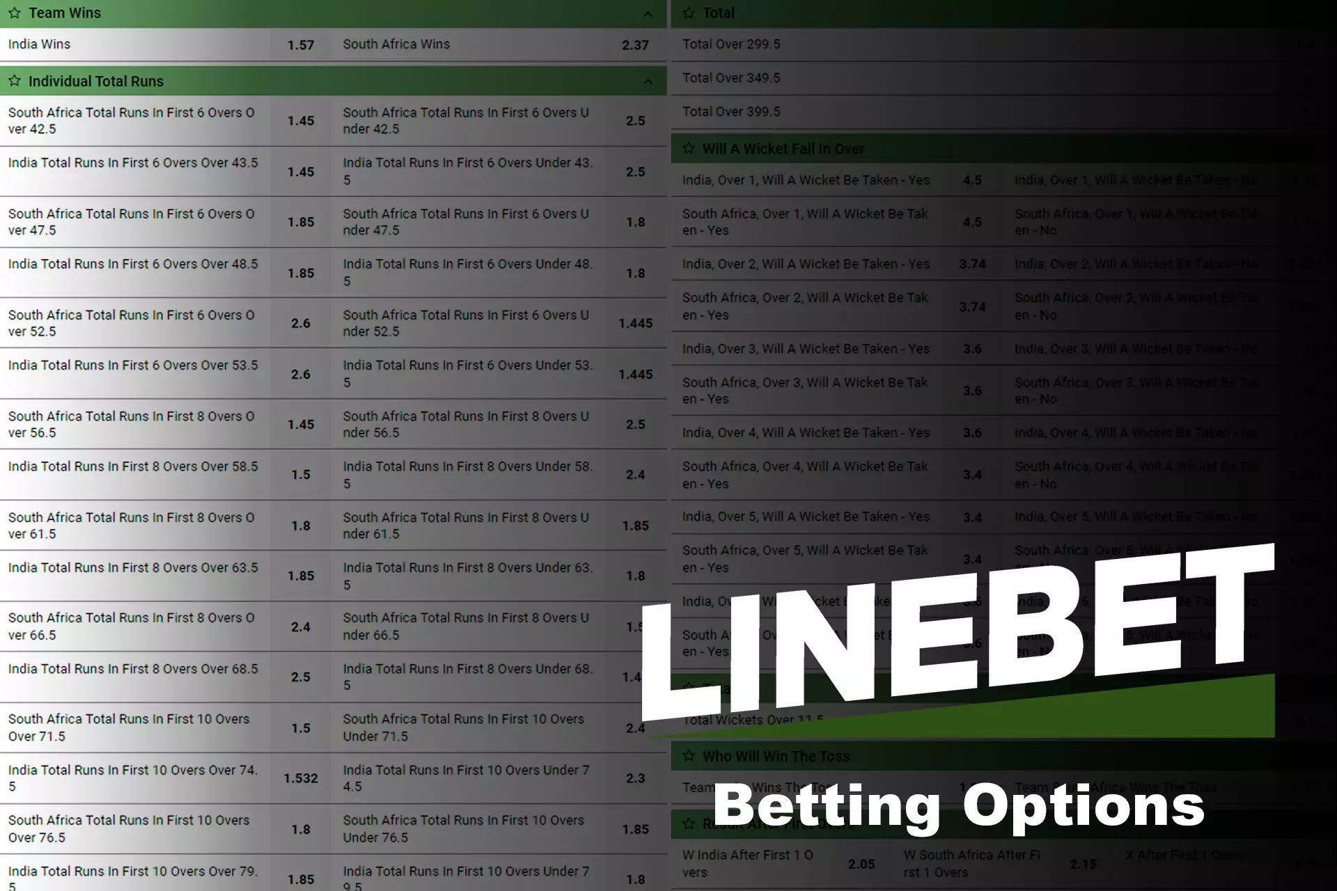 Users of Linebet can choose between different betting options.