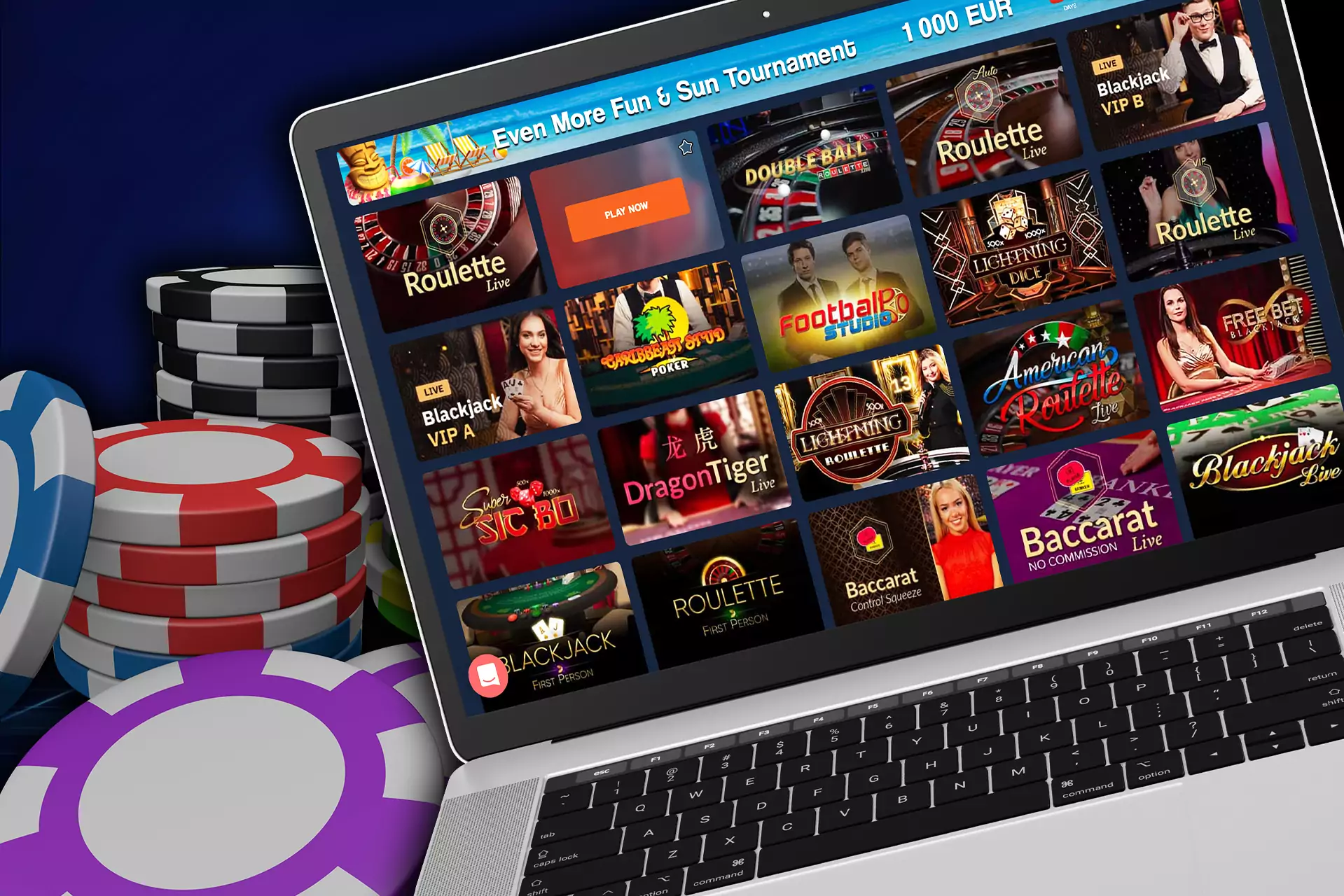 Between events, you can play slots and other casino games.